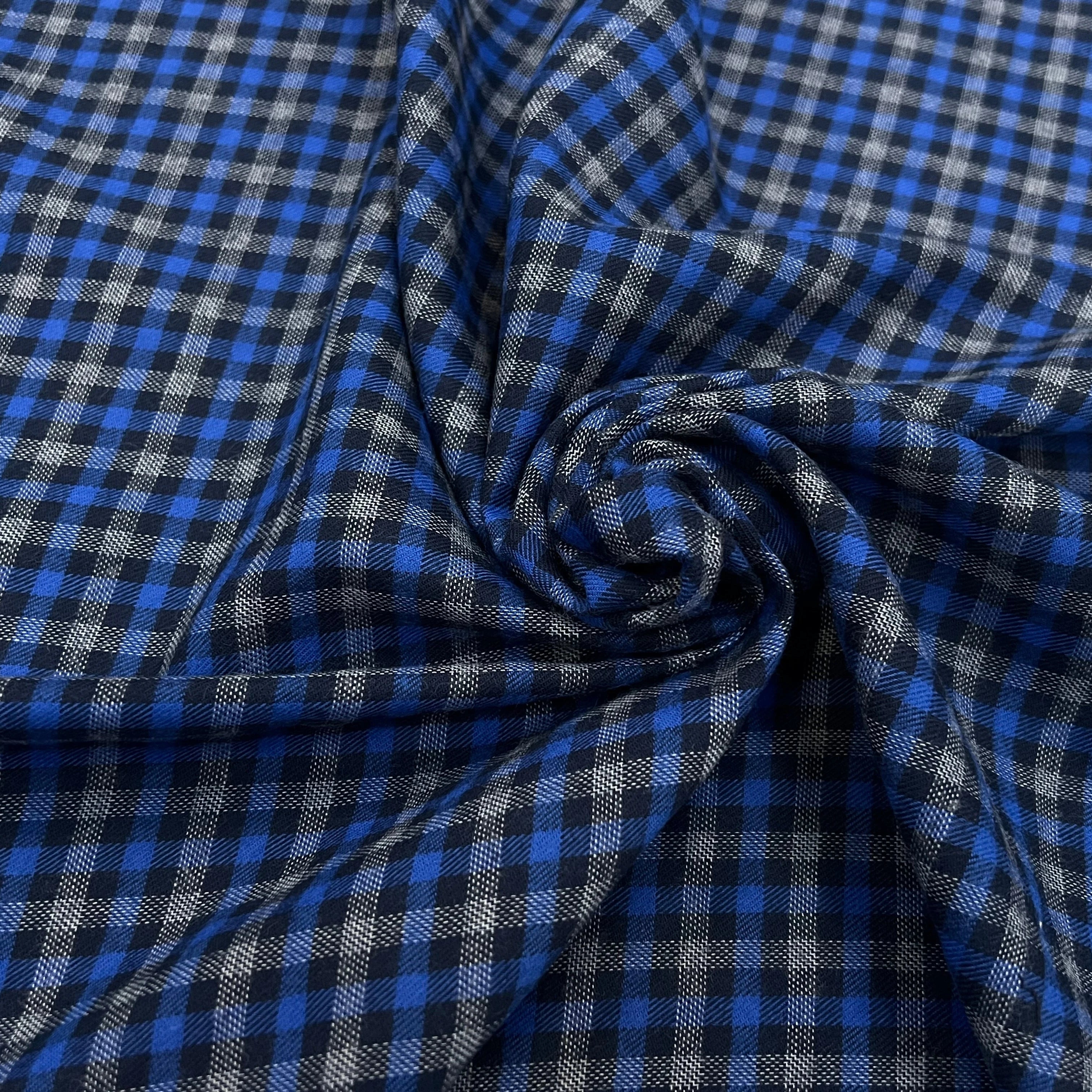 COTON TRAPPEUR CARREAUX BLEU NOIR GRIS - My Little Coupon