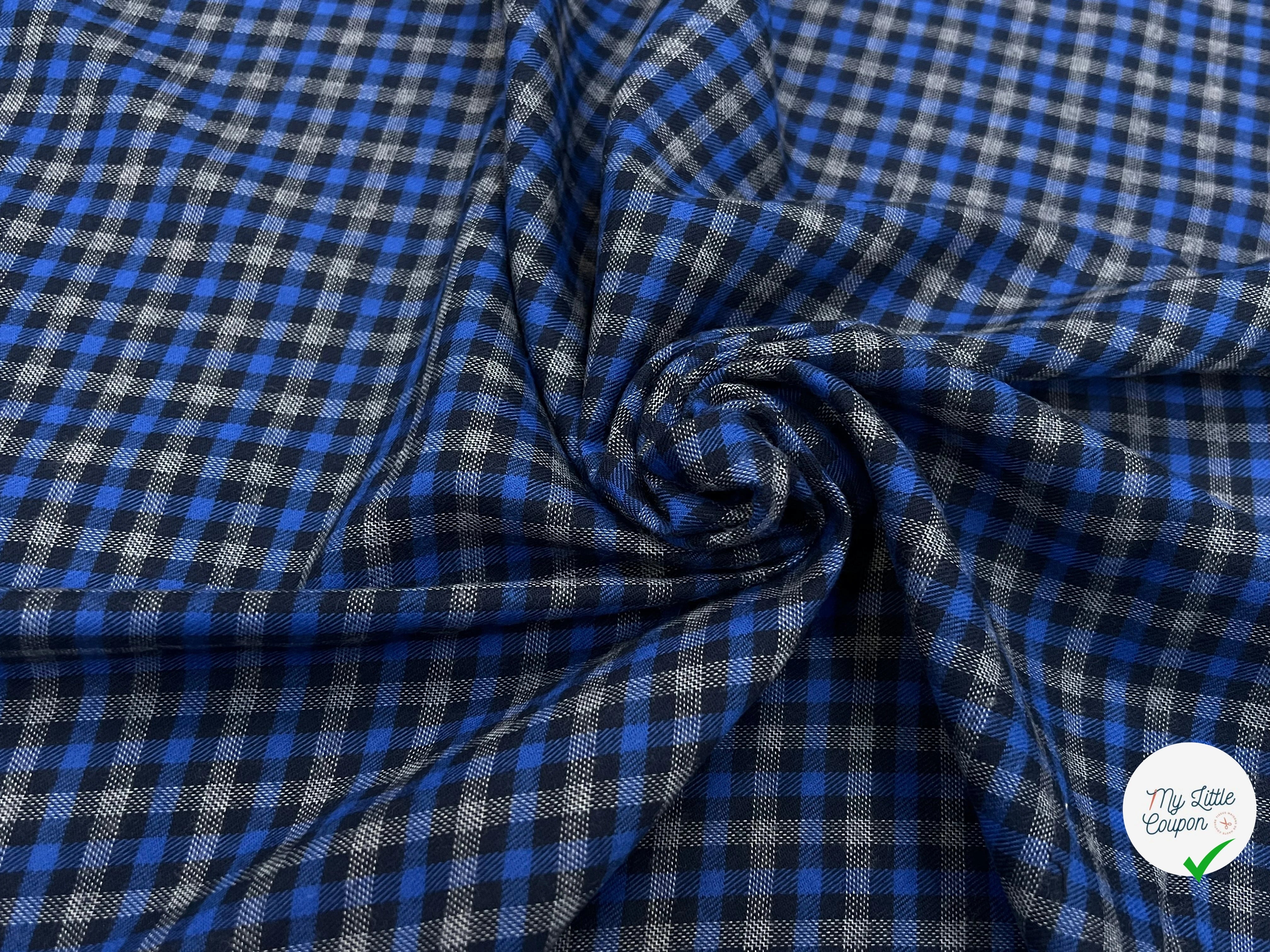 COTON TRAPPEUR CARREAUX BLEU NOIR GRIS - My Little Coupon