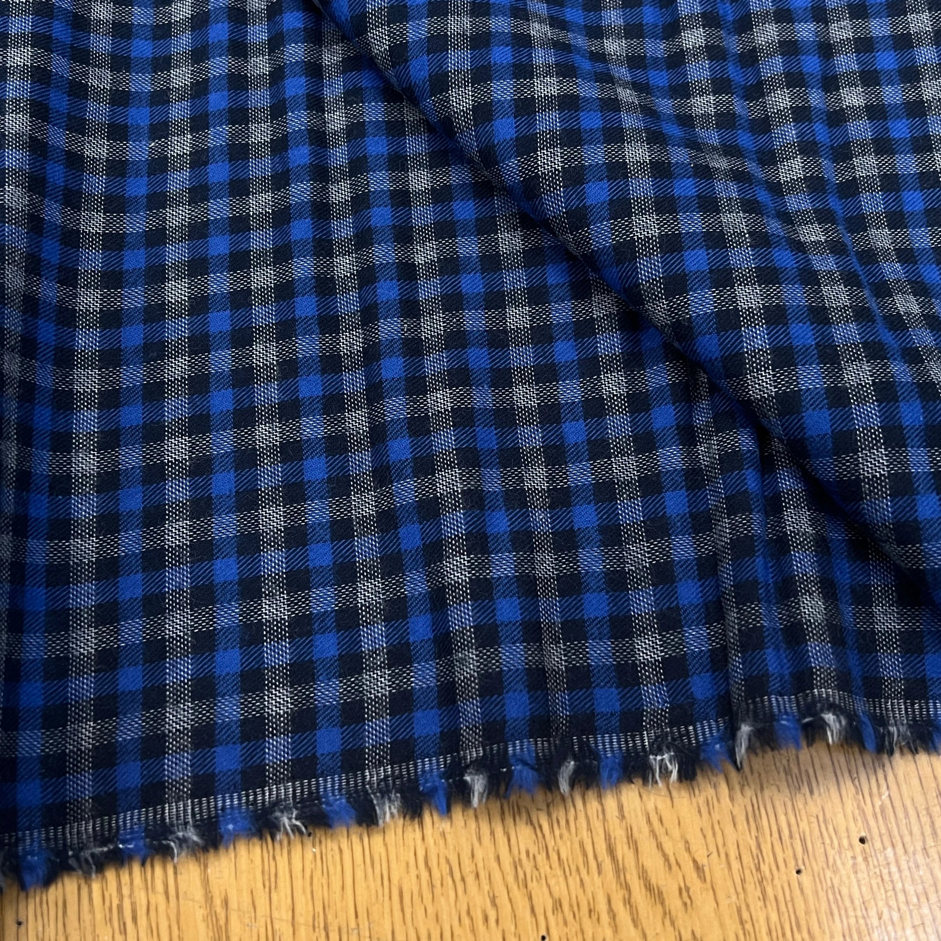 COTON TRAPPEUR CARREAUX BLEU NOIR GRIS - My Little Coupon