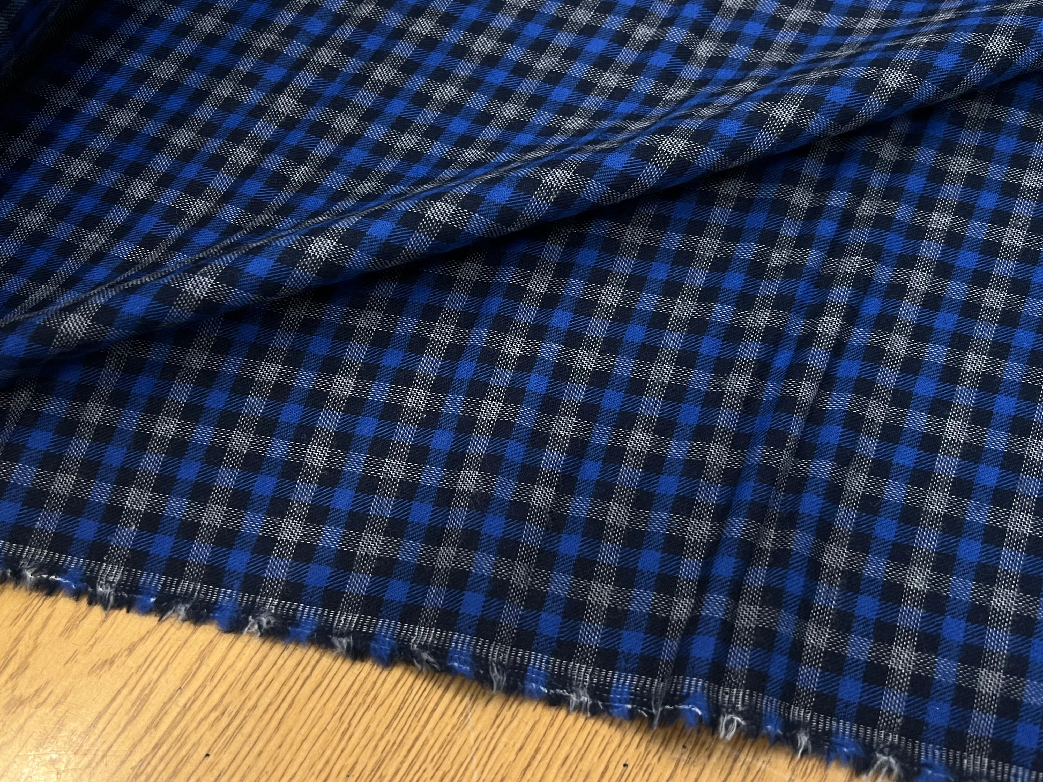 COTON TRAPPEUR CARREAUX BLEU NOIR GRIS - My Little Coupon