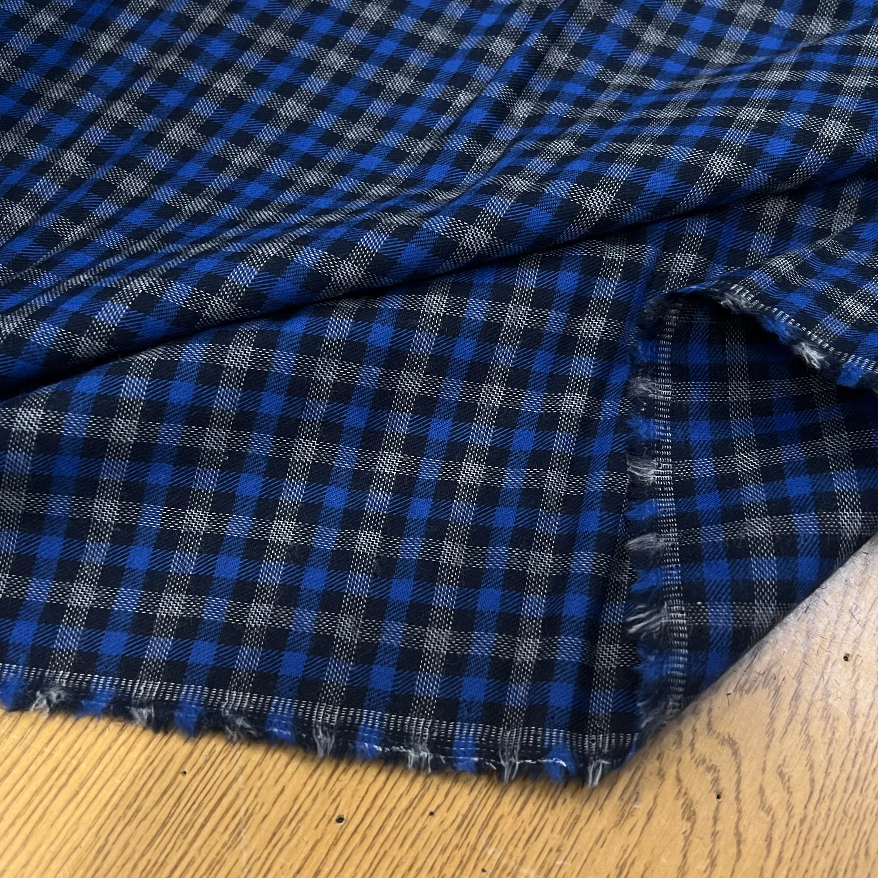 COTON TRAPPEUR CARREAUX BLEU NOIR GRIS - My Little Coupon