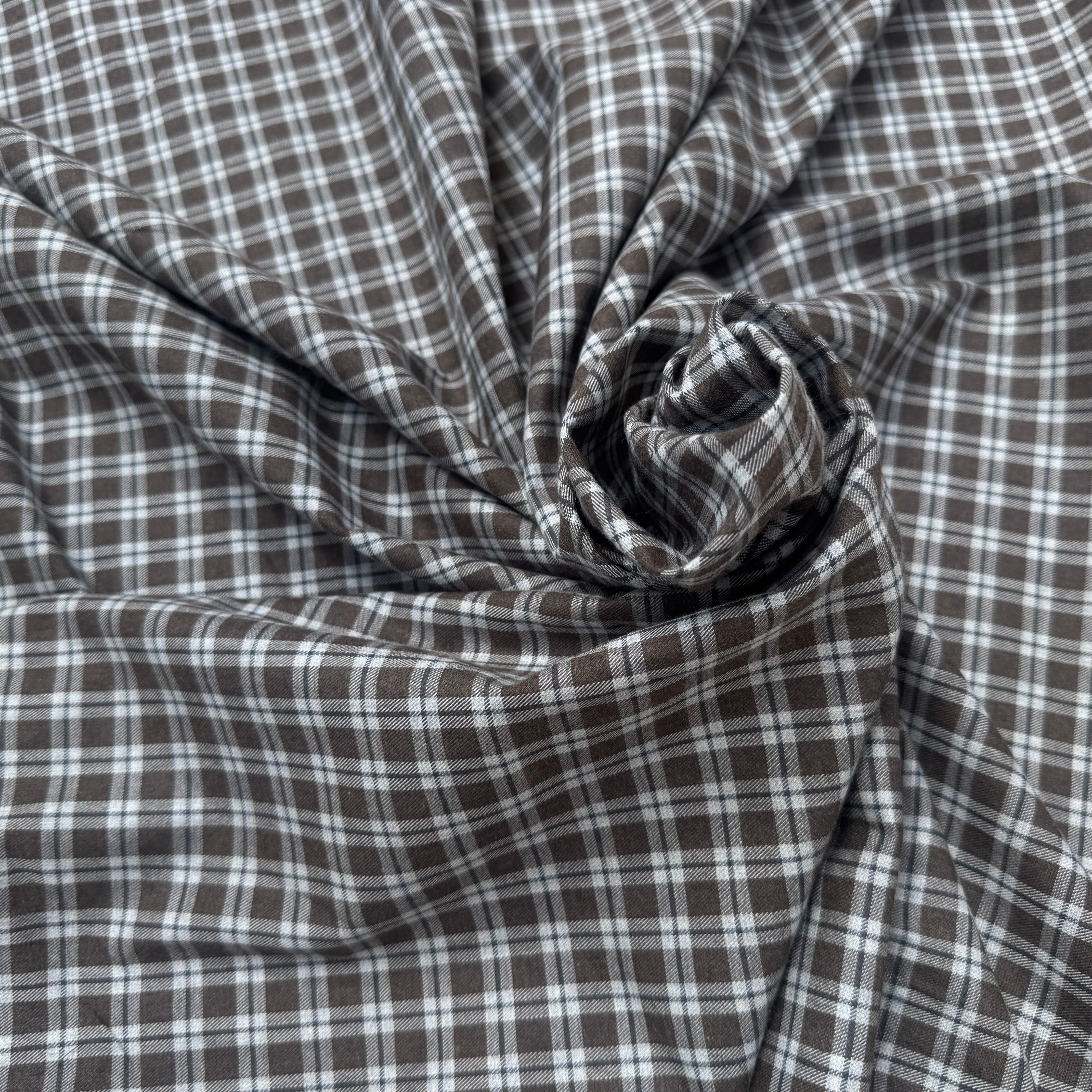 COTON TRAPPEUR CARREAUX MARRRON KAKI ET BLANC - My Little Coupon