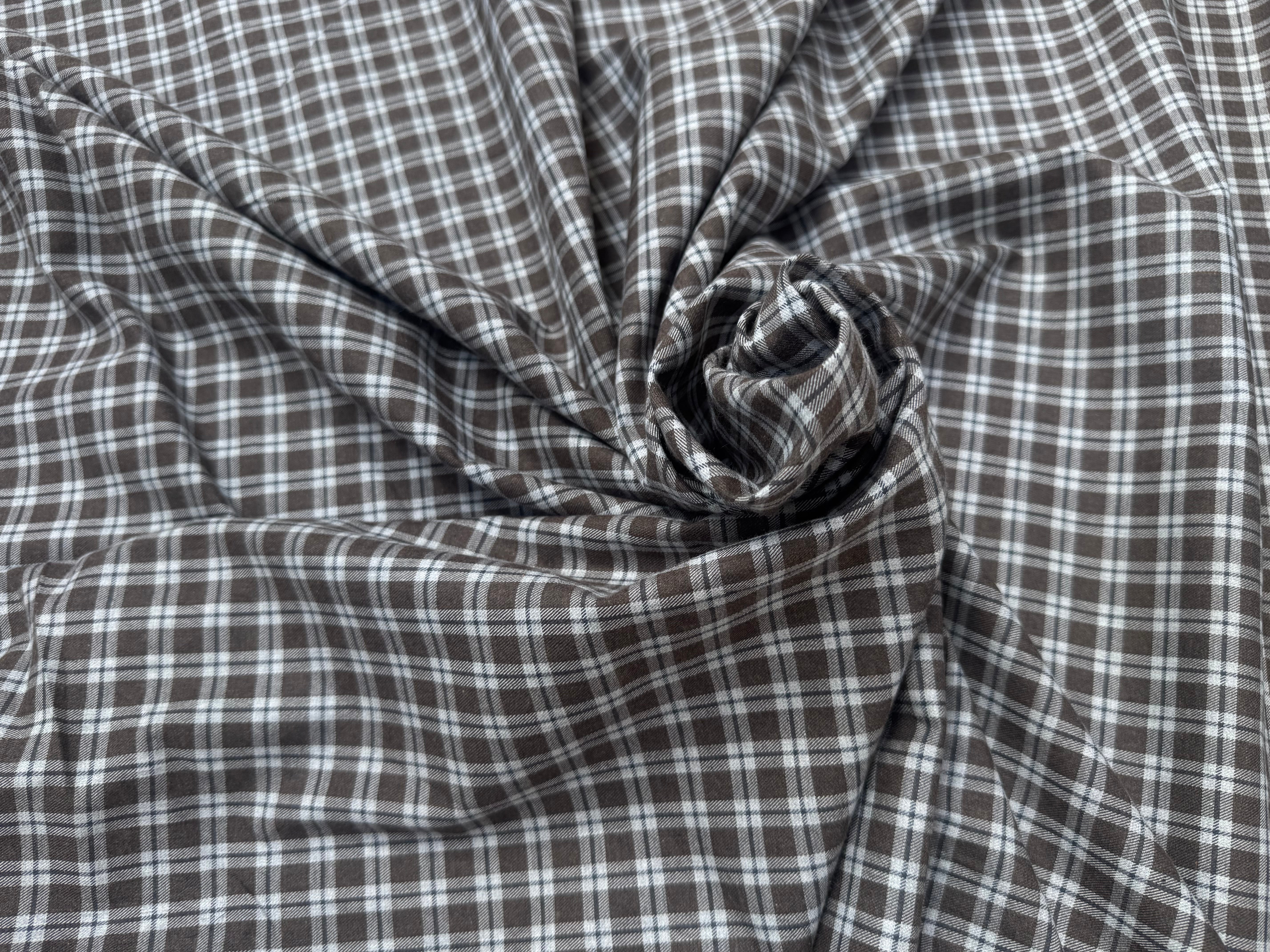 COTON TRAPPEUR CARREAUX MARRRON KAKI ET BLANC - My Little Coupon