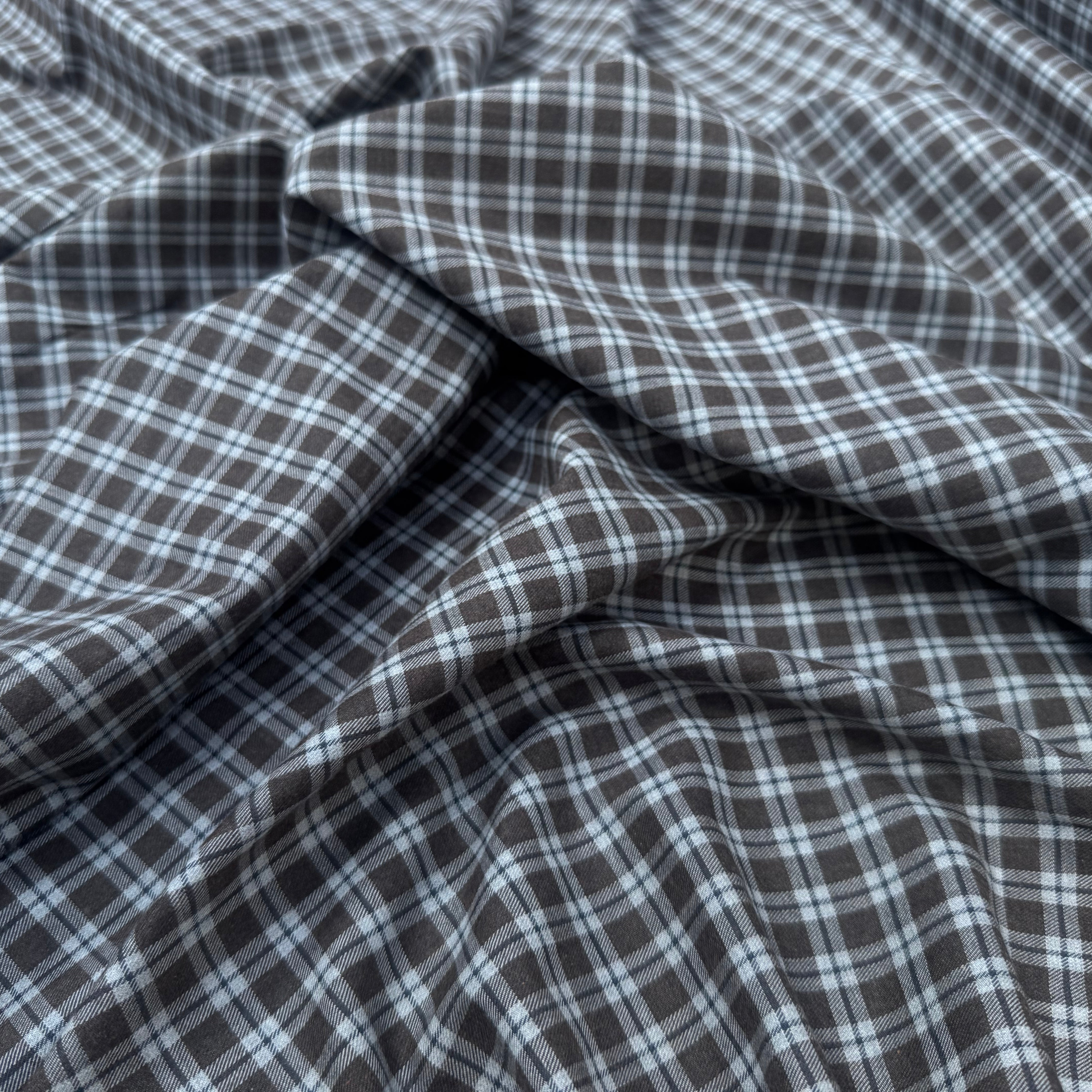 COTON TRAPPEUR CARREAUX MARRRON KAKI ET BLANC - My Little Coupon