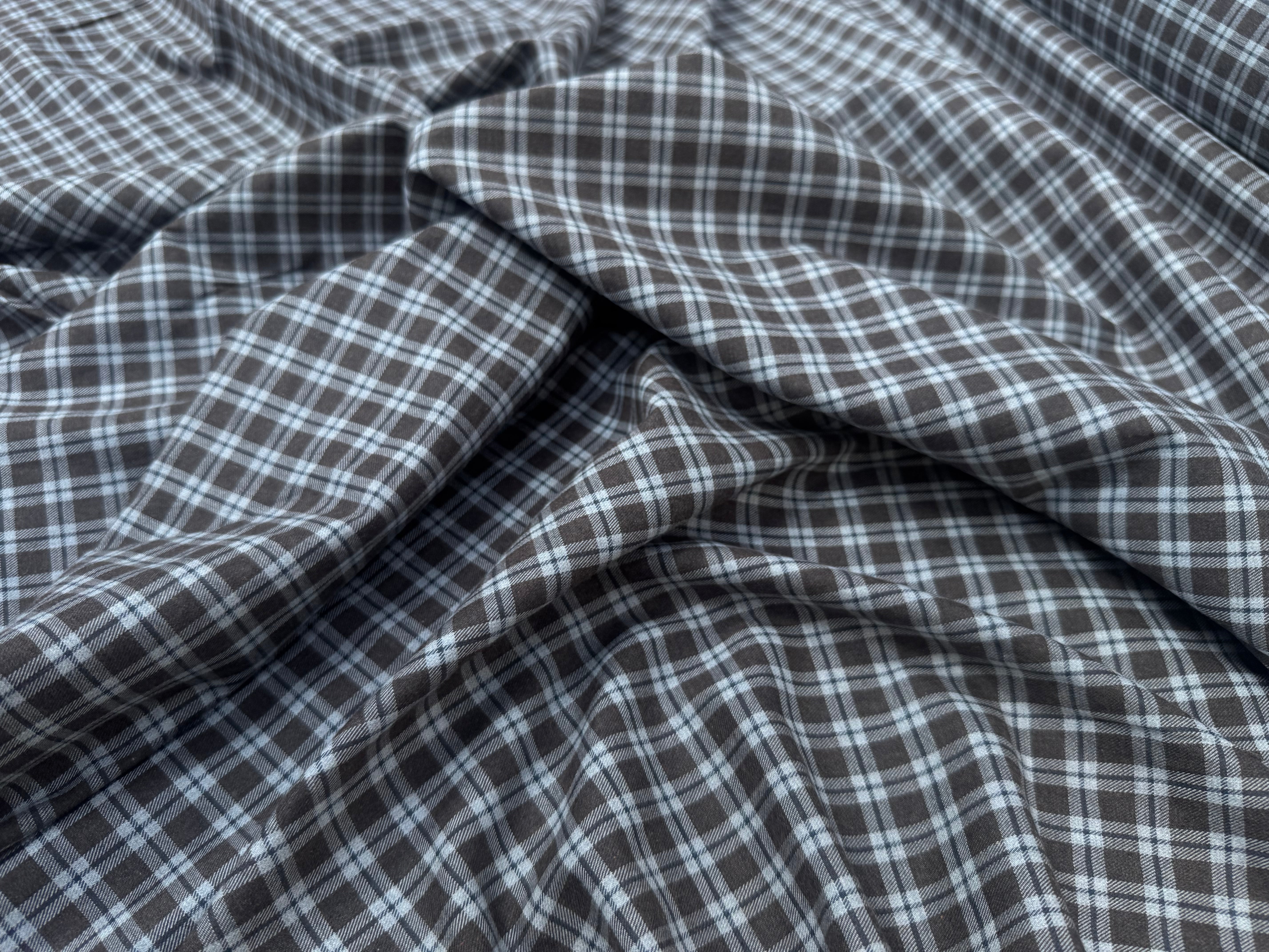 COTON TRAPPEUR CARREAUX MARRRON KAKI ET BLANC - My Little Coupon