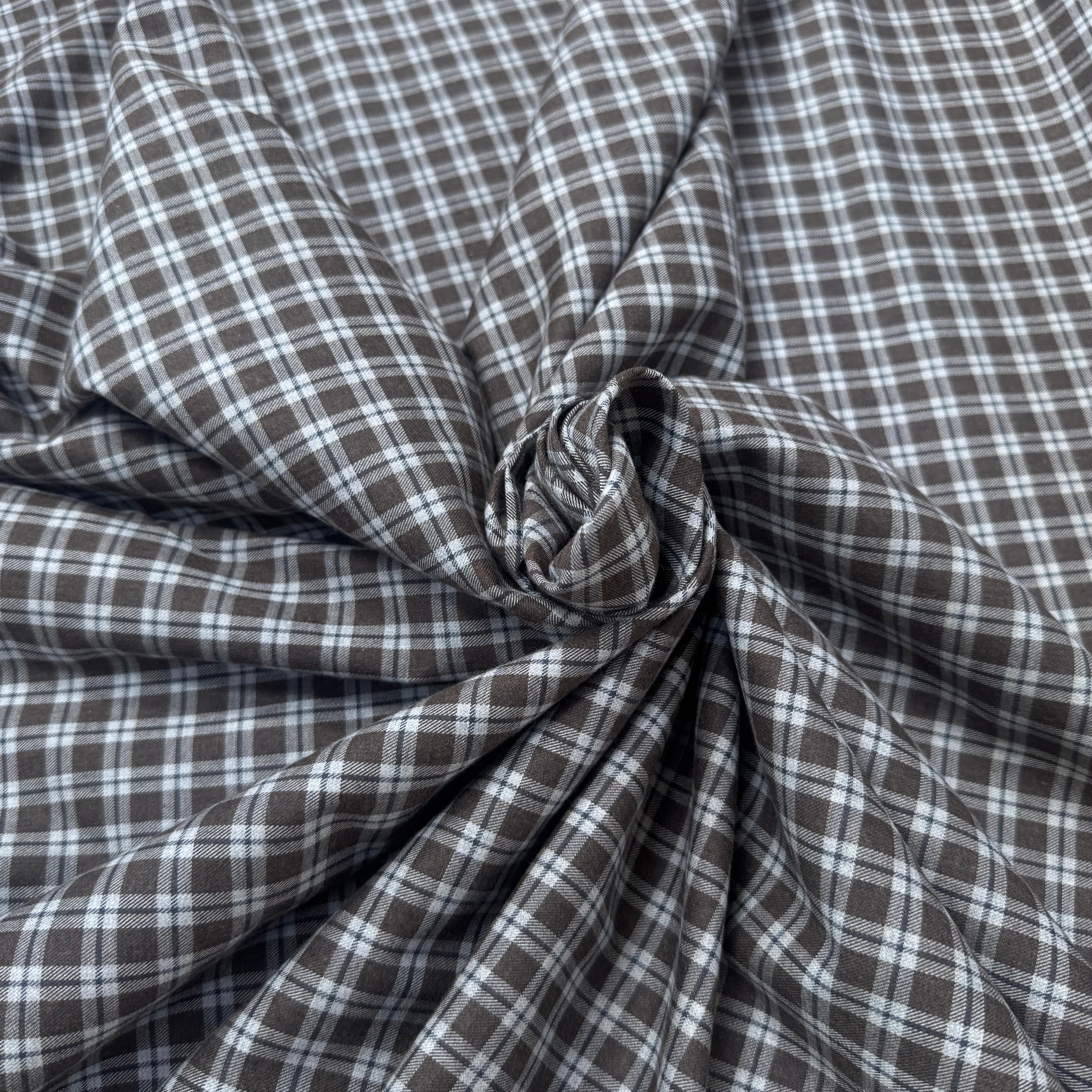 COTON TRAPPEUR CARREAUX MARRRON KAKI ET BLANC - My Little Coupon