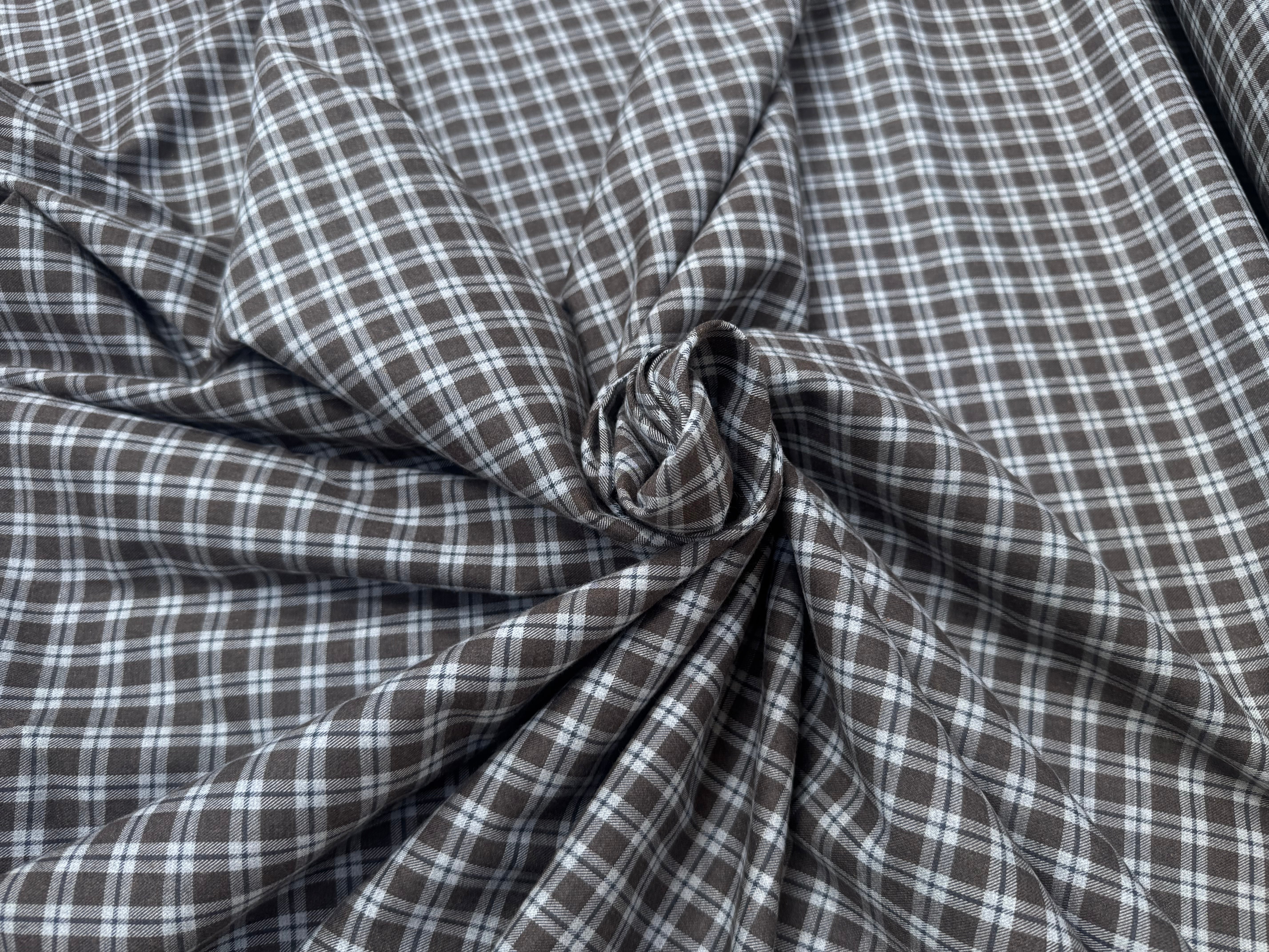 COTON TRAPPEUR CARREAUX MARRRON KAKI ET BLANC - My Little Coupon