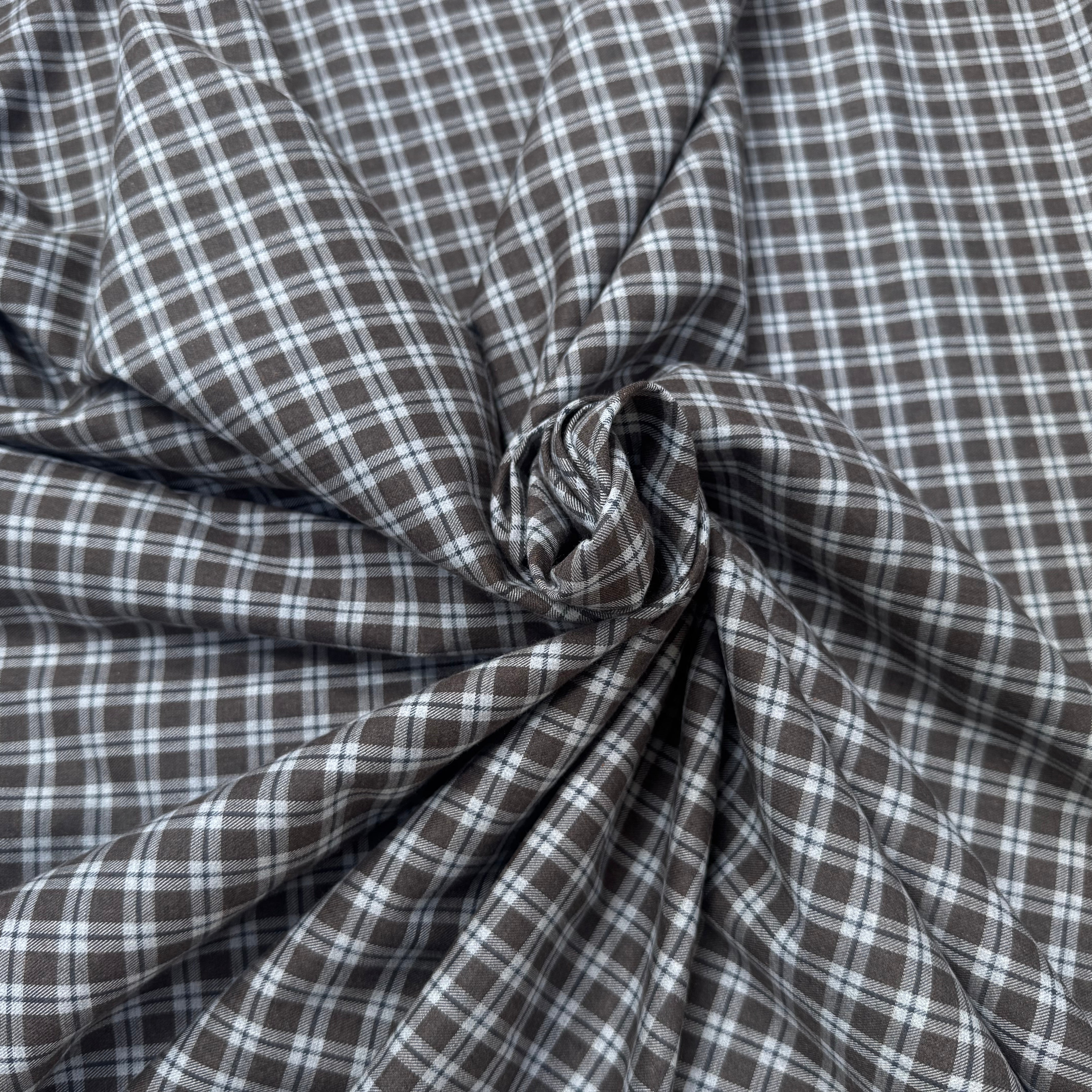 COTON TRAPPEUR CARREAUX MARRRON KAKI ET BLANC - My Little Coupon