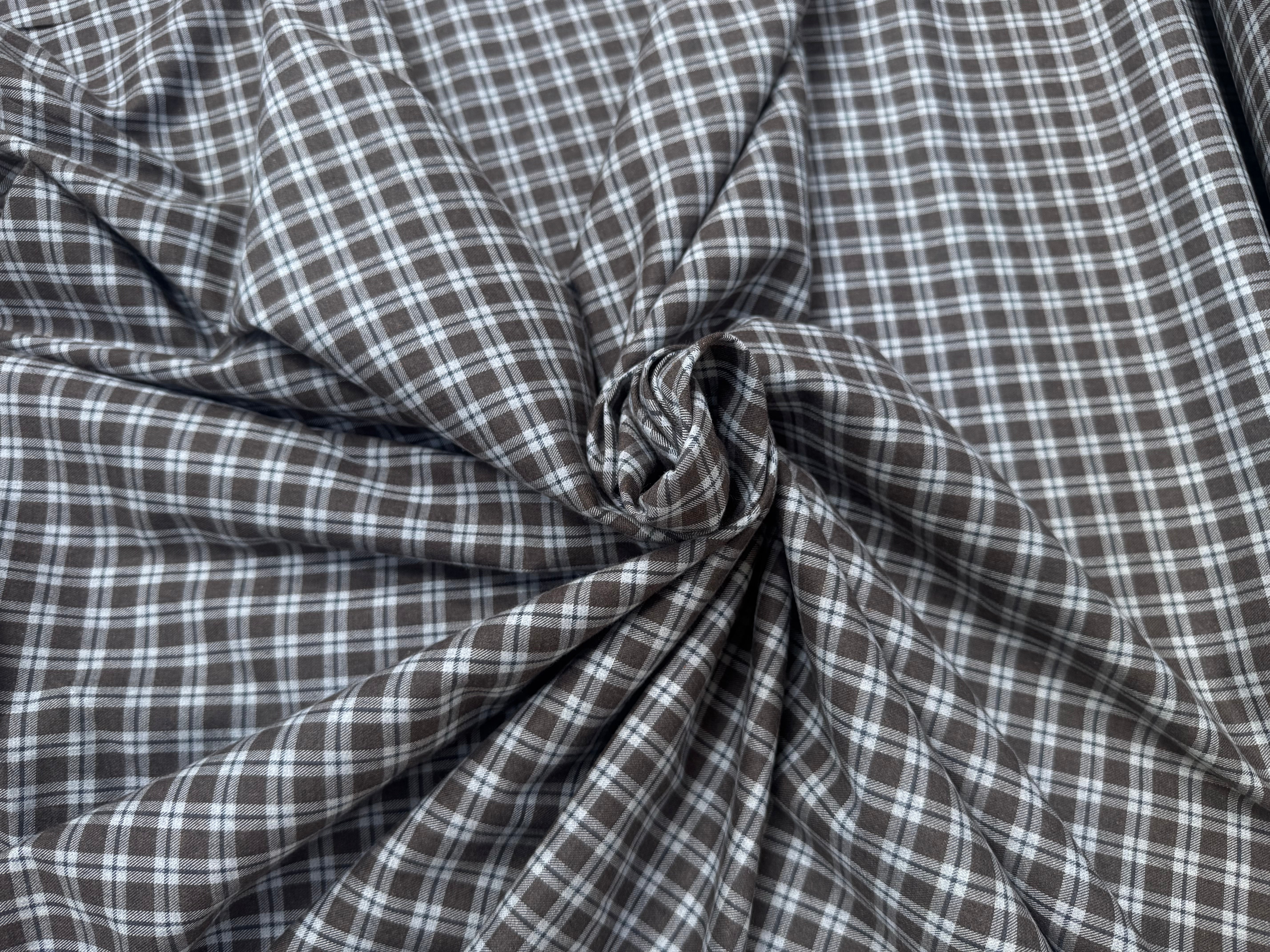 COTON TRAPPEUR CARREAUX MARRRON KAKI ET BLANC - My Little Coupon