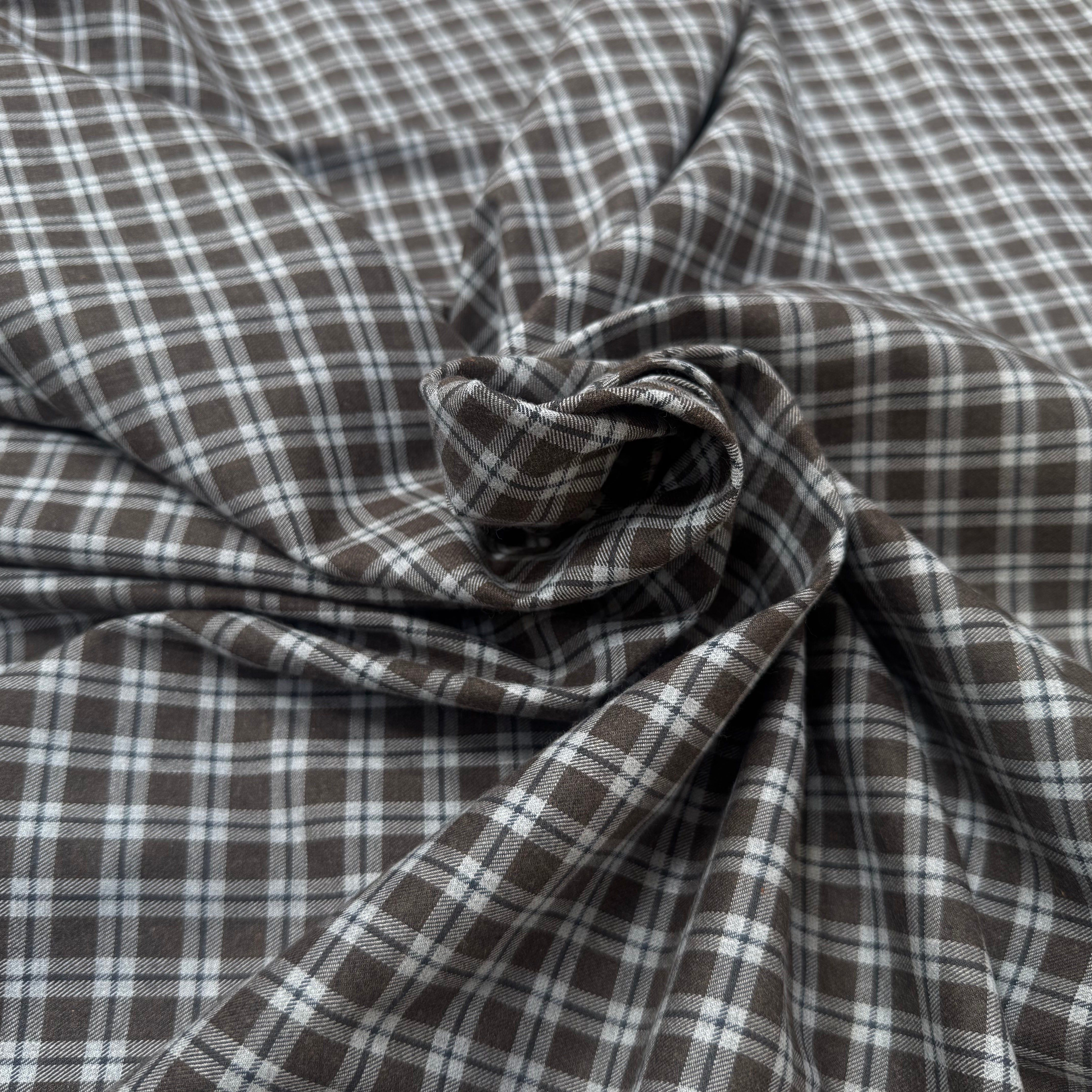 COTON TRAPPEUR CARREAUX MARRRON KAKI ET BLANC - My Little Coupon