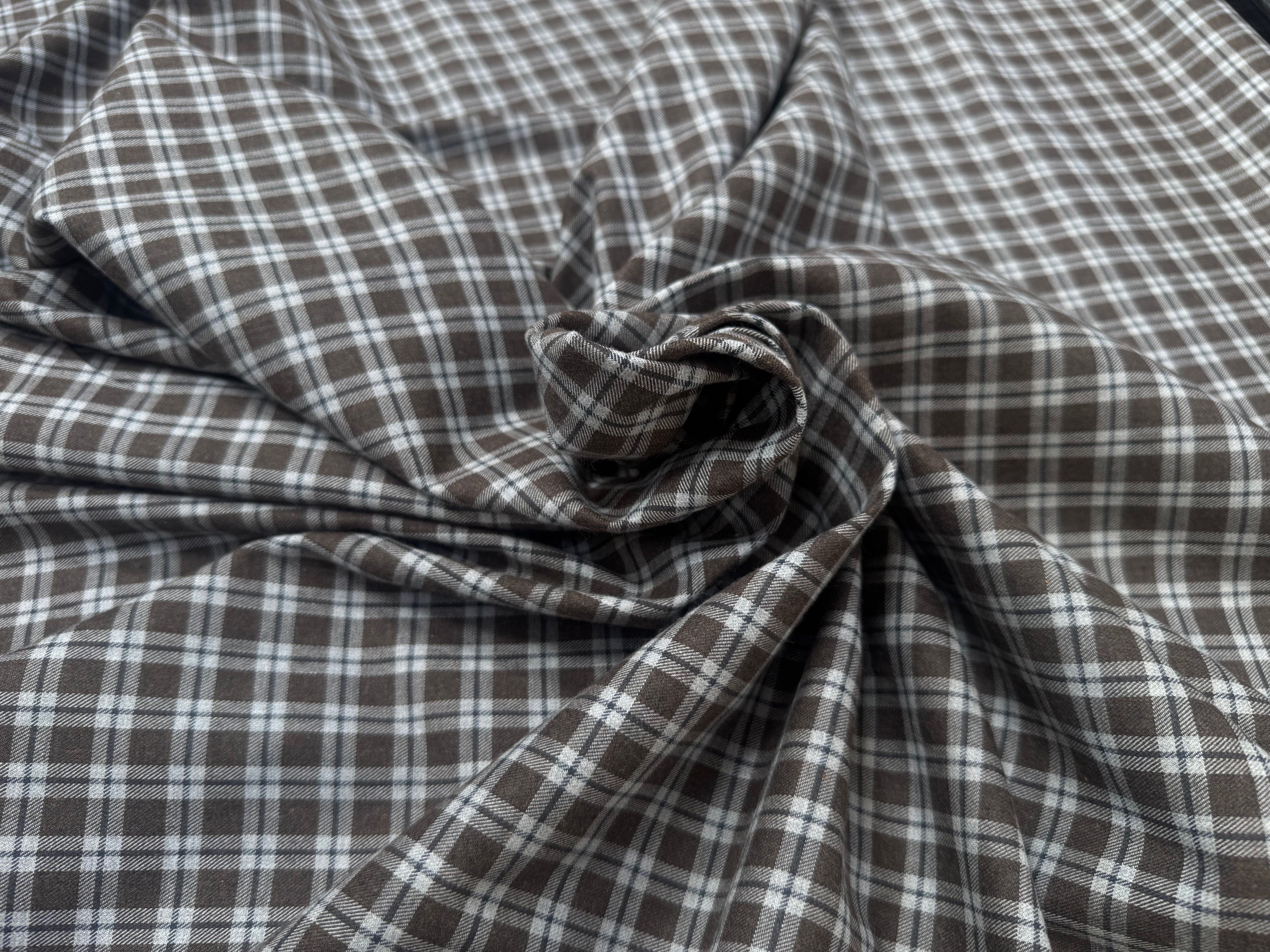 COTON TRAPPEUR CARREAUX MARRRON KAKI ET BLANC - My Little Coupon