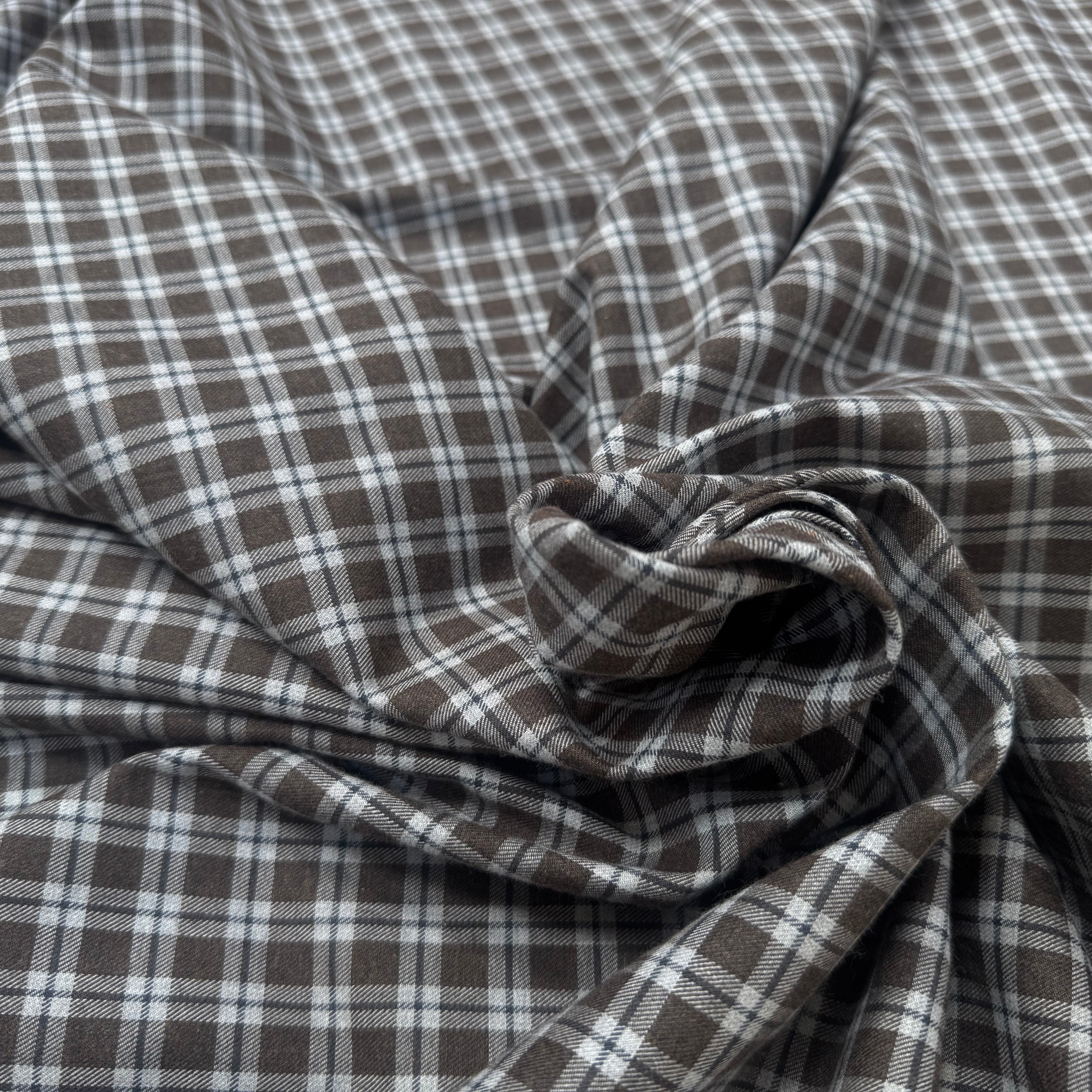 COTON TRAPPEUR CARREAUX MARRRON KAKI ET BLANC - My Little Coupon