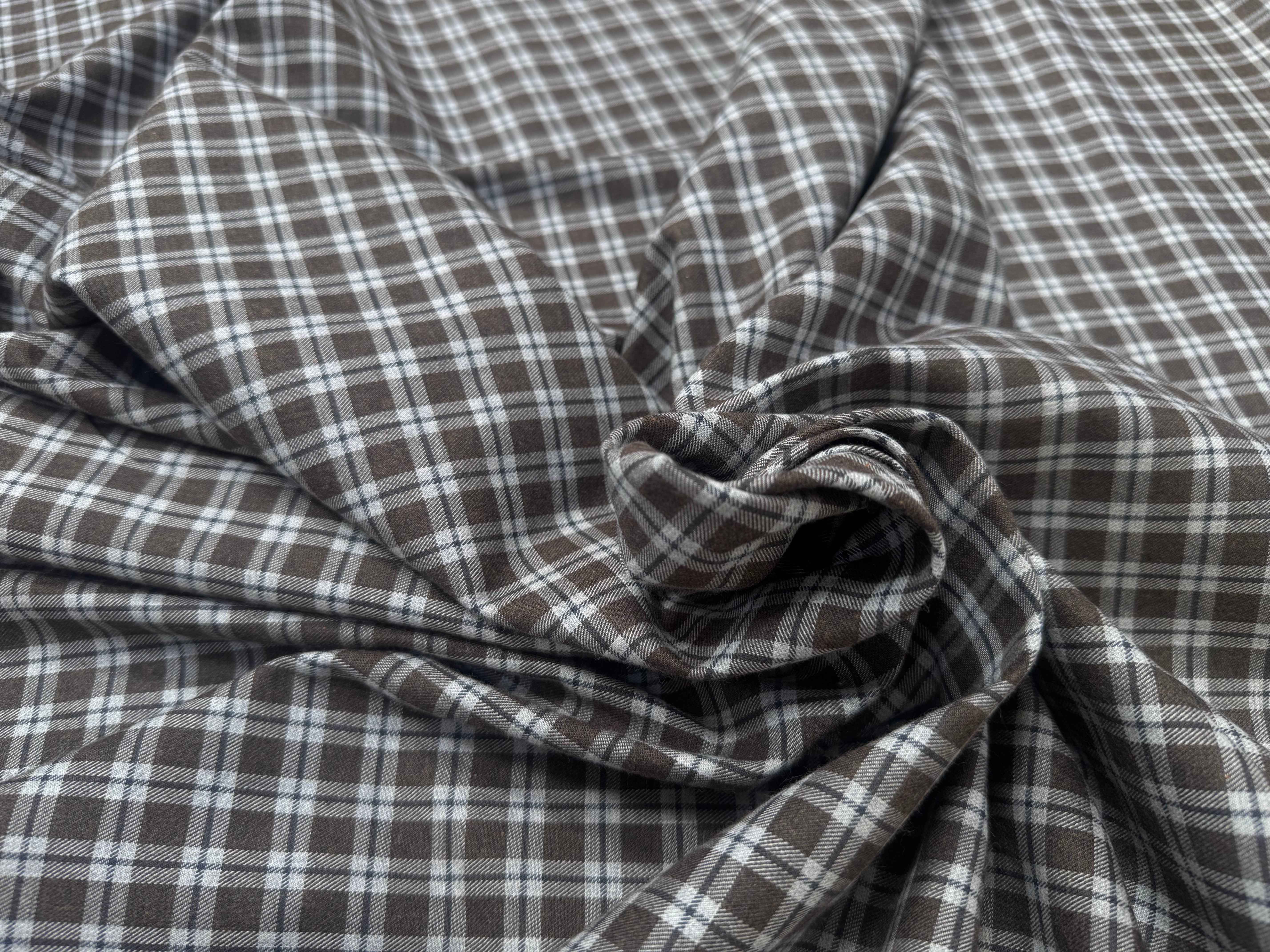 COTON TRAPPEUR CARREAUX MARRRON KAKI ET BLANC - My Little Coupon