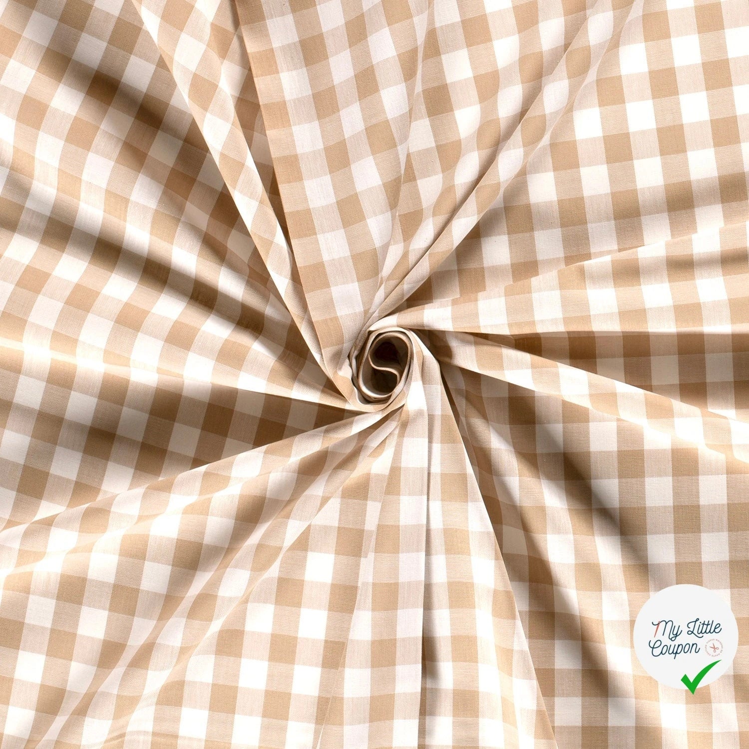 COTON VICHY FIL TEINT CARREAUX CAMEL - My Little Coupon
