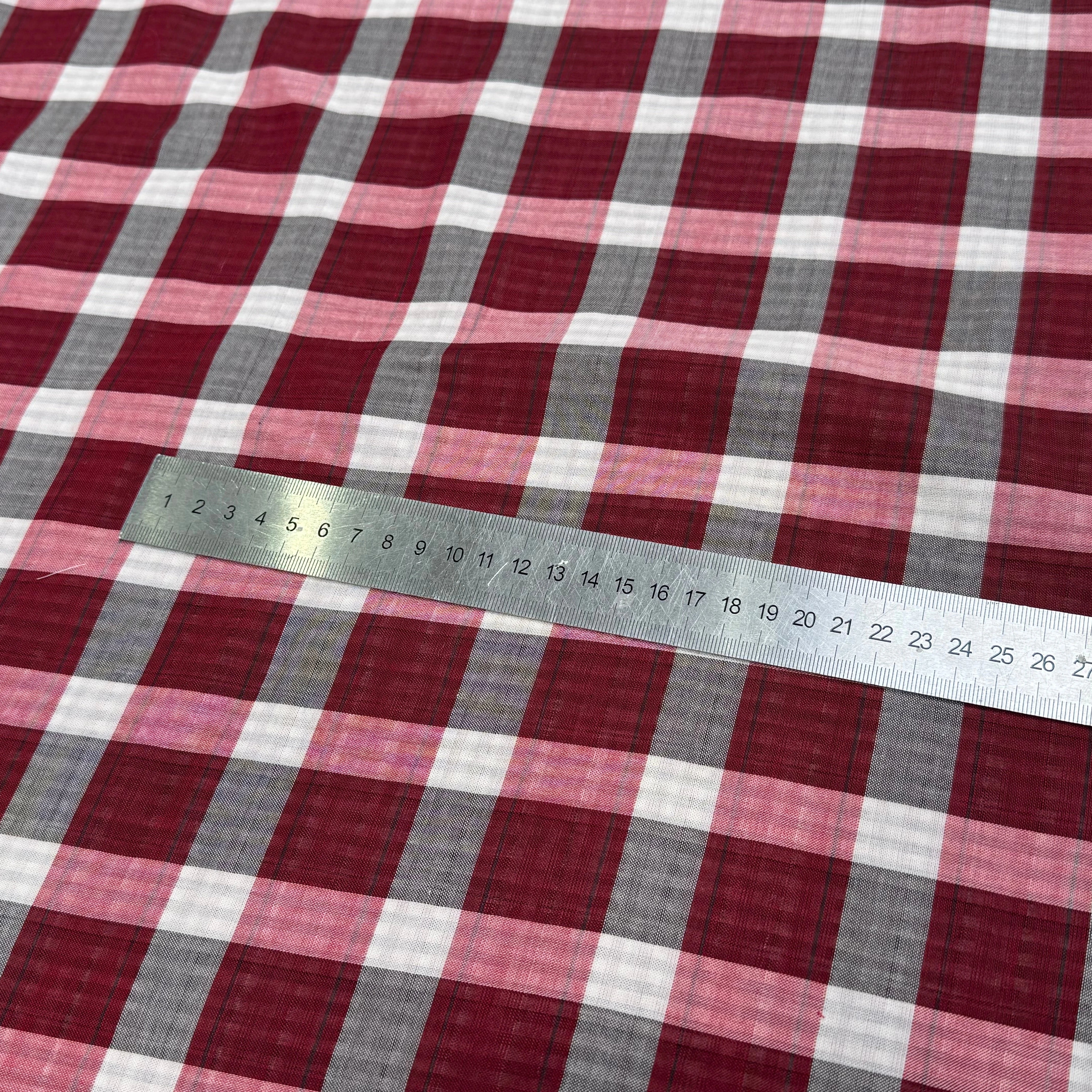 COTON VICHY REVERSIBLE À CARREAUX BORDEAUX BLANC GRIS - My Little Coupon