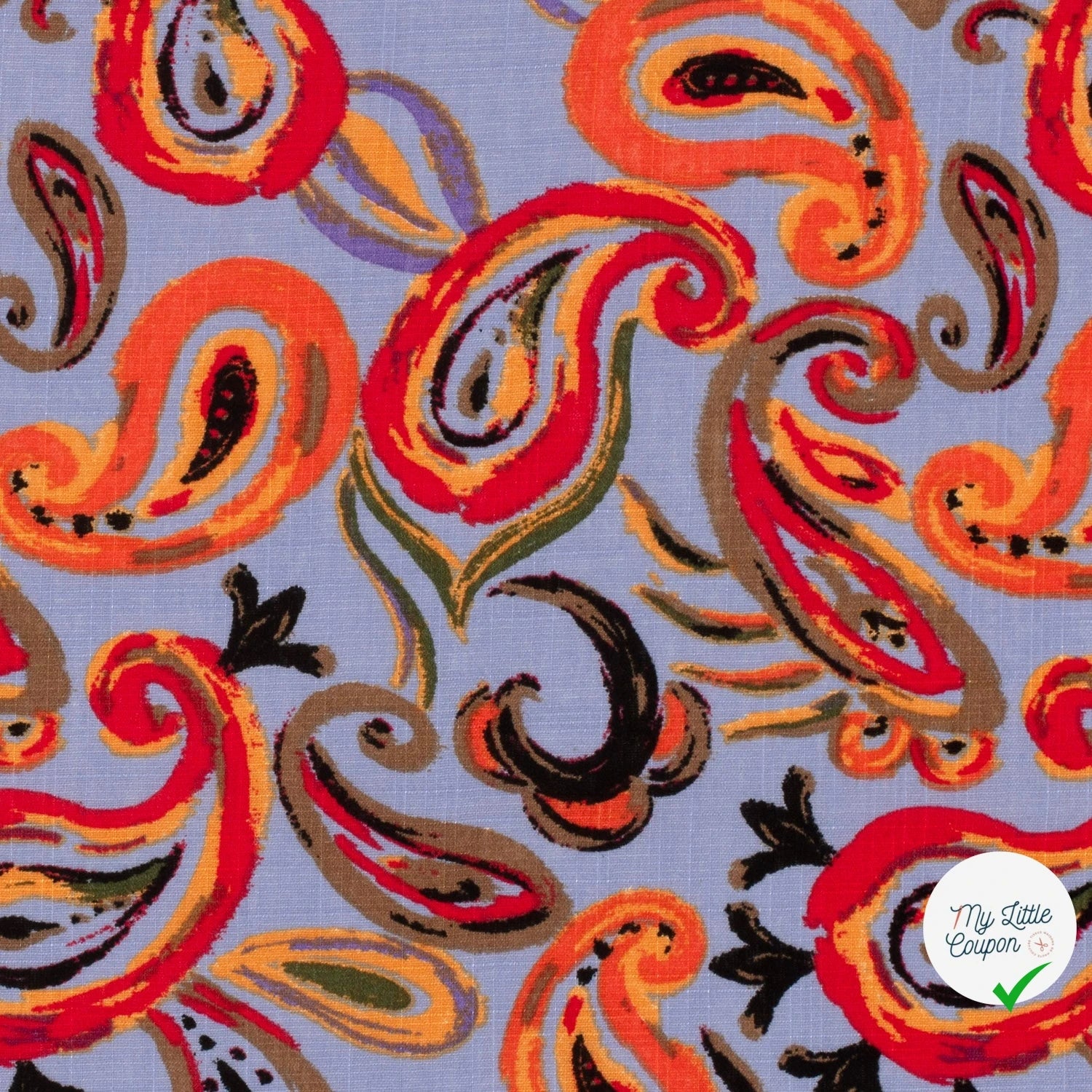 COTON VISCOSE CHAINE ET TRAME IMPRIMÉ PAISLEY LILAS - My Little Coupon