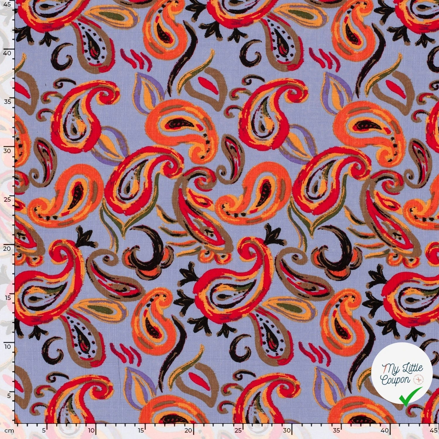 COTON VISCOSE CHAINE ET TRAME IMPRIMÉ PAISLEY LILAS - My Little Coupon
