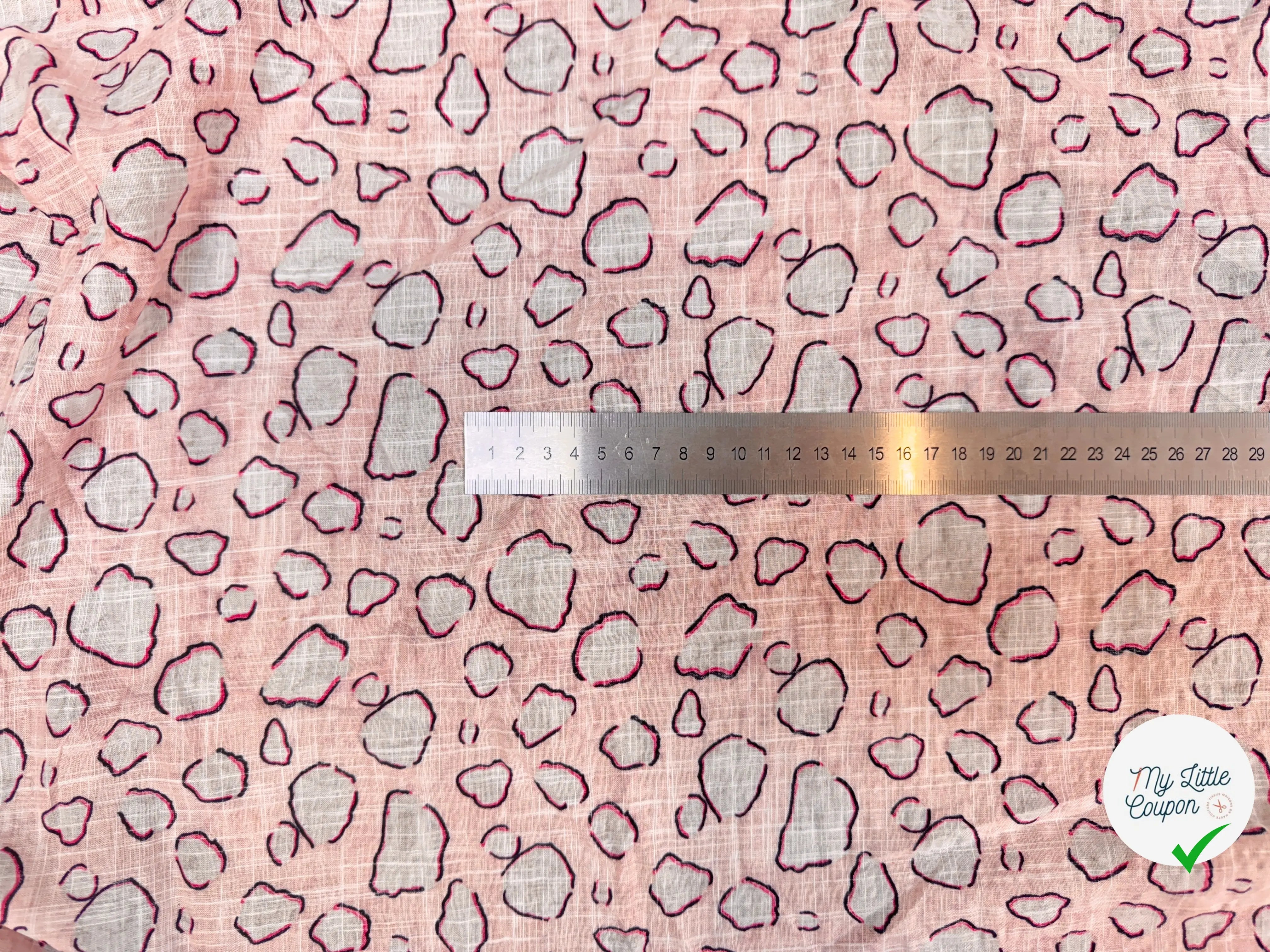 COTON VISCOSE EN CHAINE ET TRAME TISSU SLUB IMPRIMÉ POIS ROSE - My Little Coupon