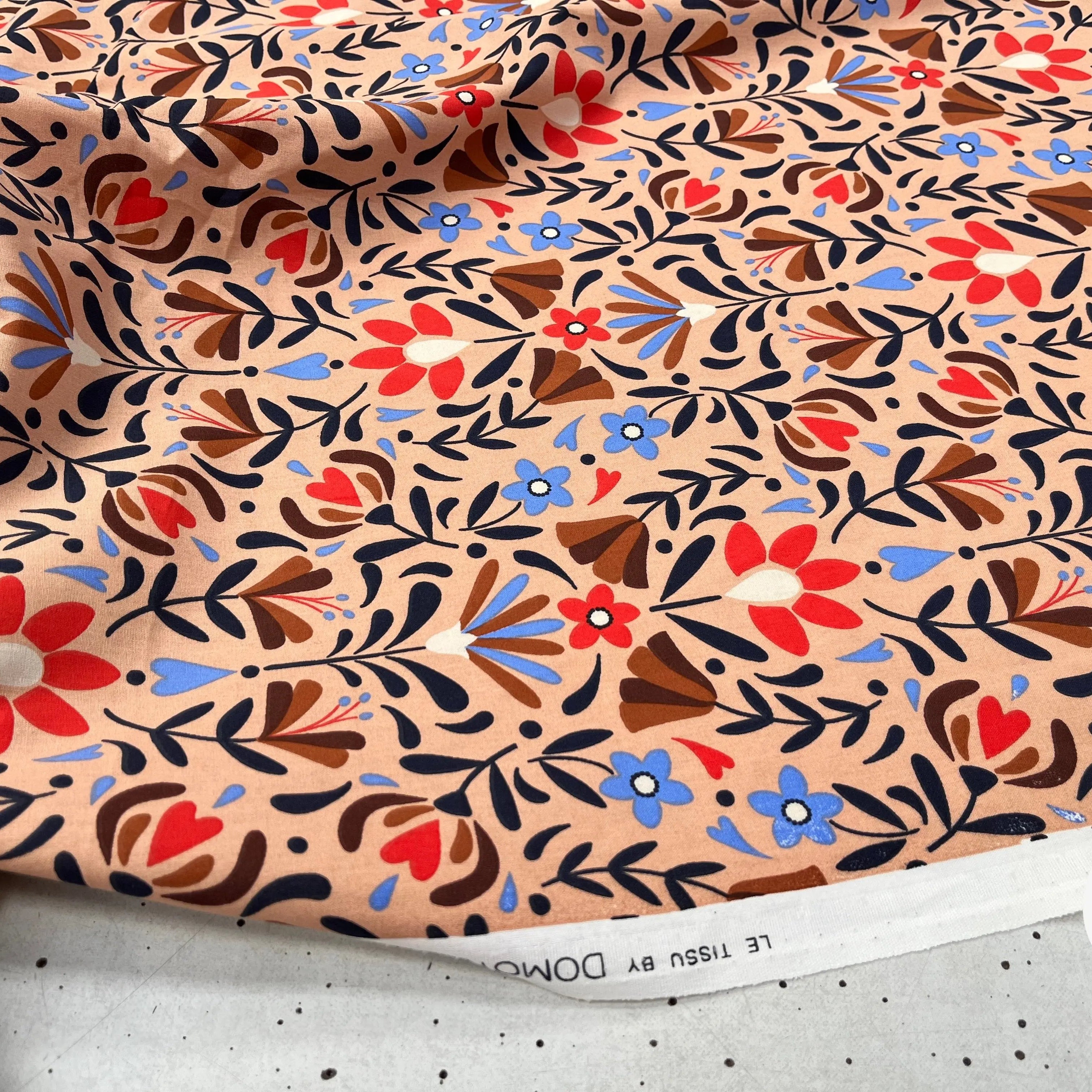 COTONNADE LAFLEUR BEIGE ET ROUGE - My Little Coupon