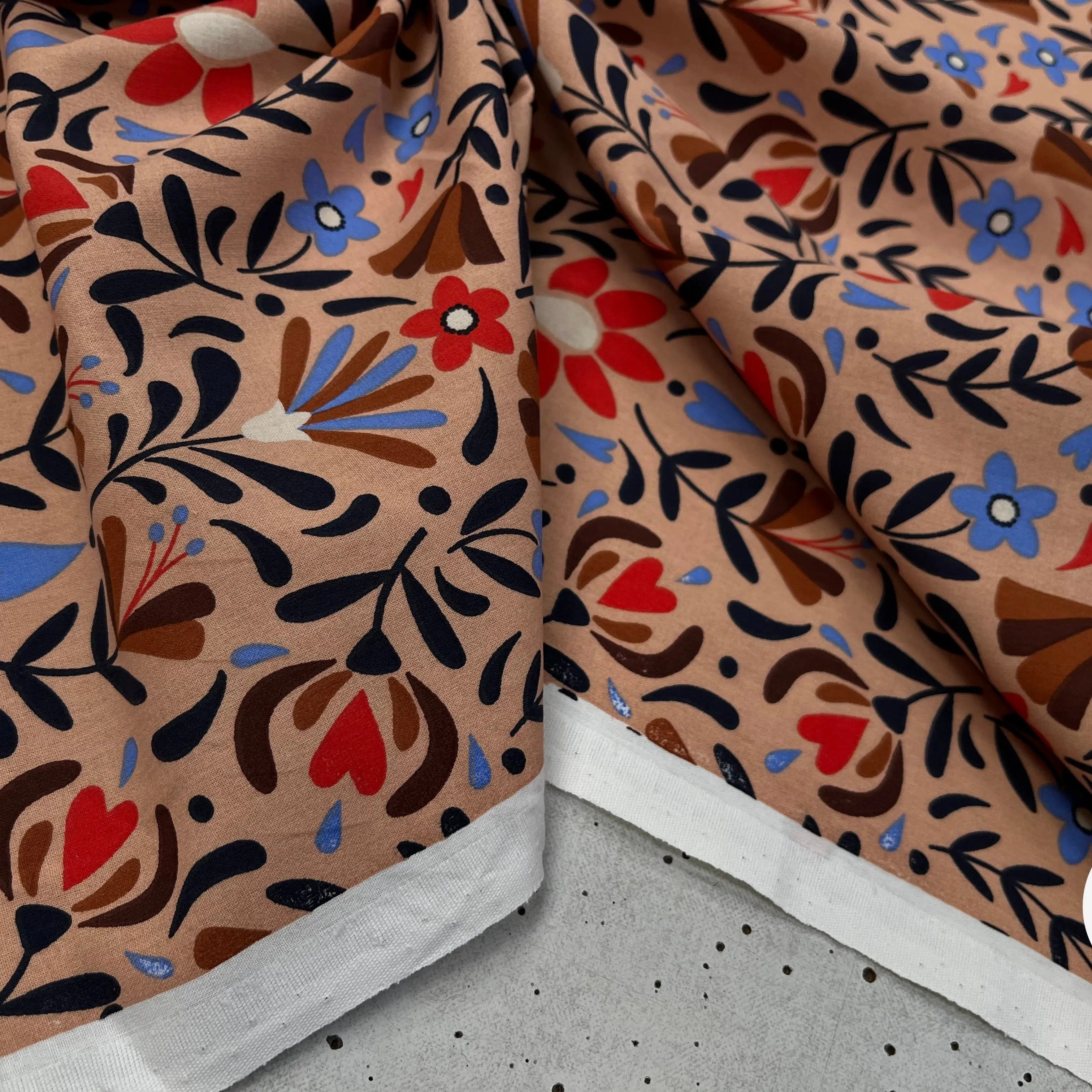 COTONNADE LAFLEUR BEIGE ET ROUGE - My Little Coupon