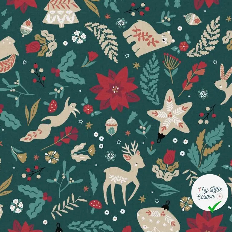 COTONNADE LORANE VERT / ROUGE 1E Y1 150 - My Little Coupon