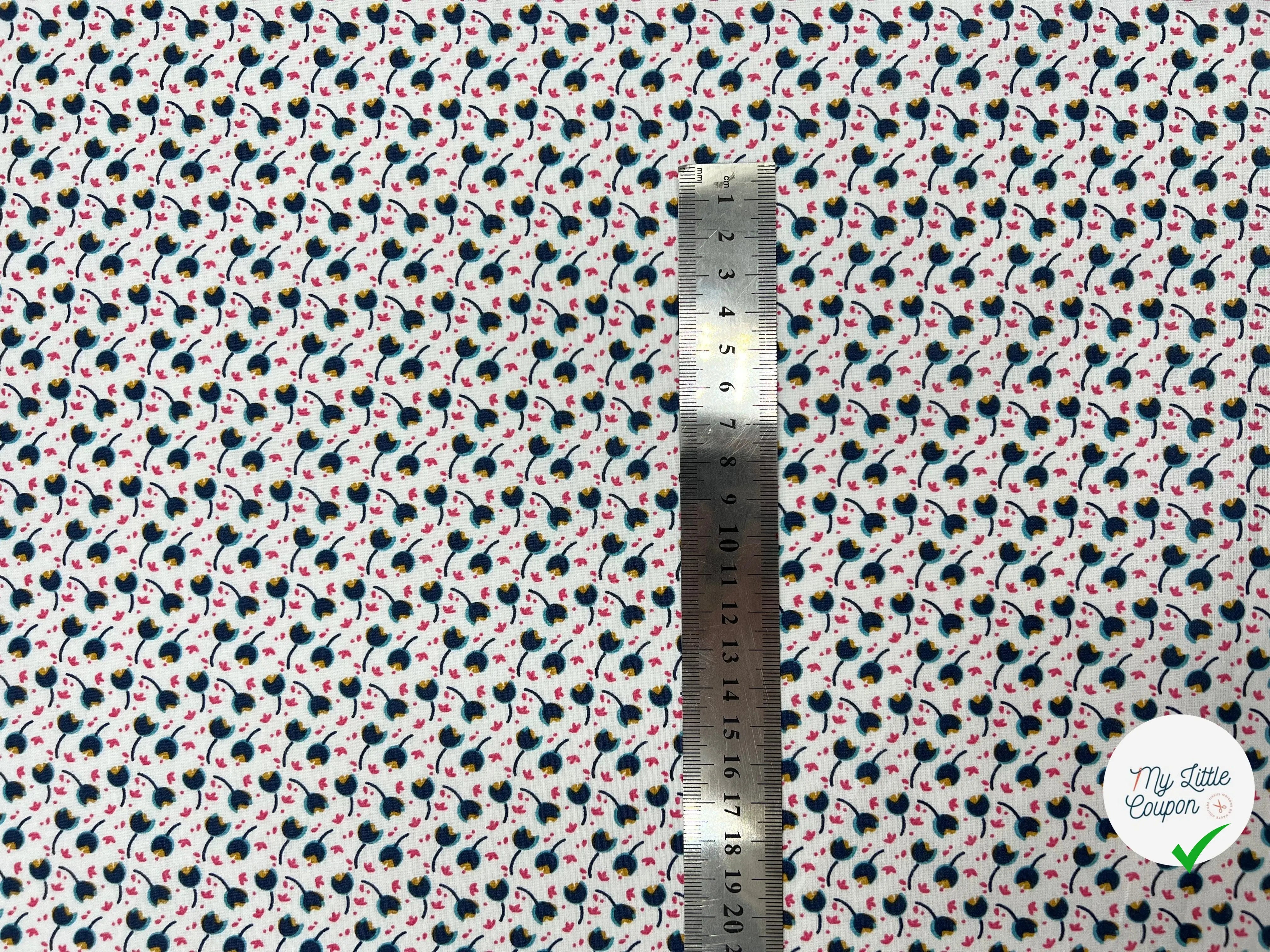 COTONNADE MARINE ET BEGONIA - My Little Coupon - tissu - coudre