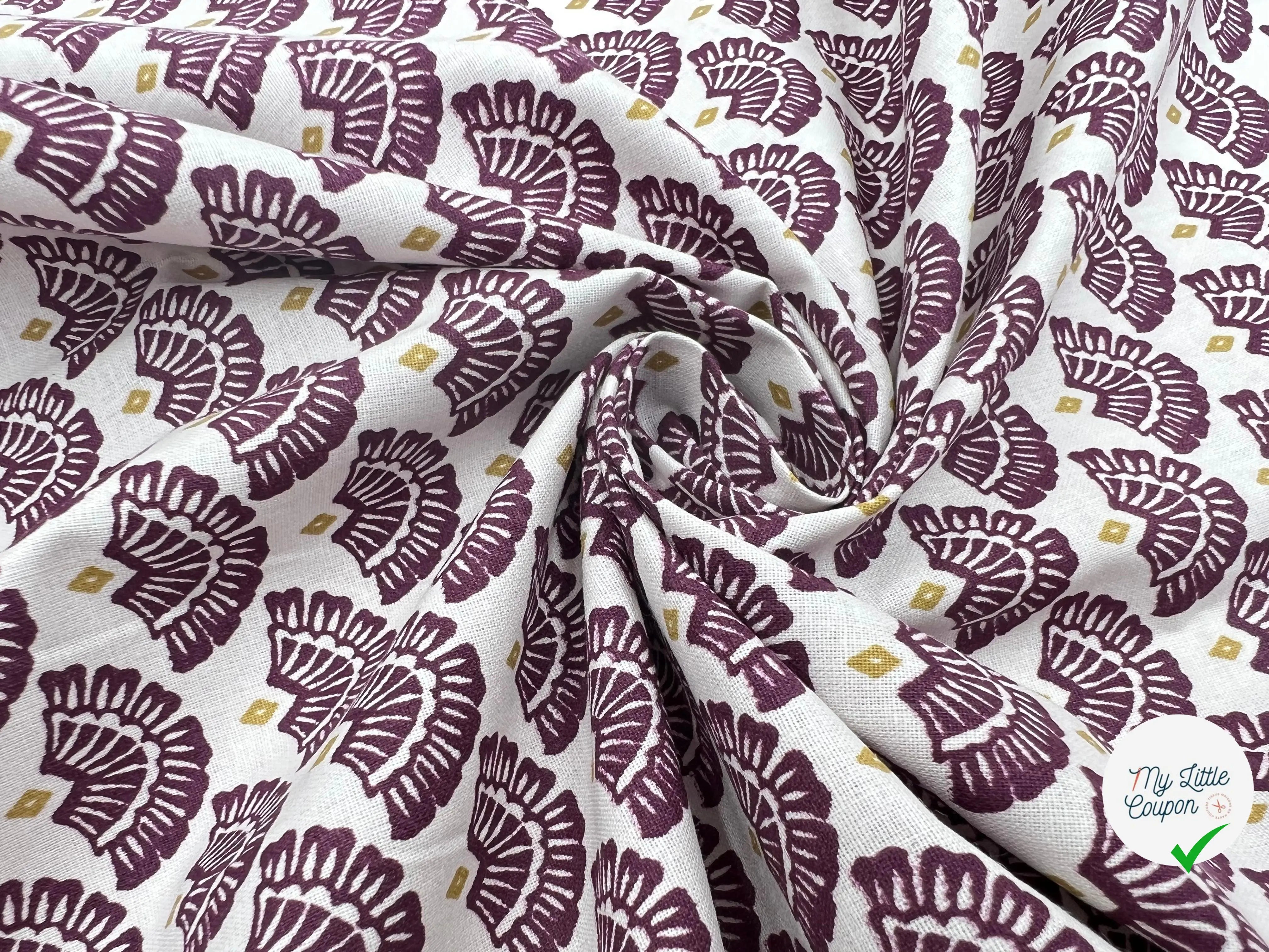 COTONNADE MAYUR ECRU AMARANTE - My Little Coupon - tissu - coudre