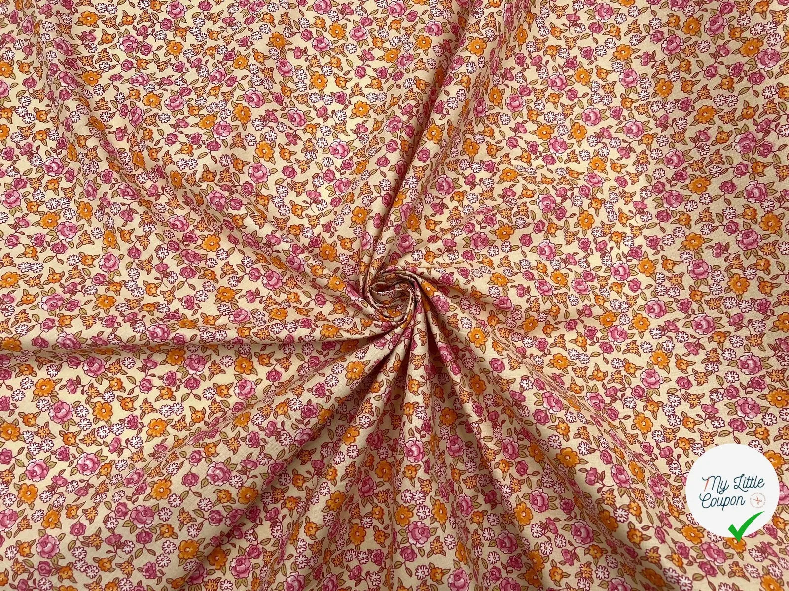COTONNADE SARINA ROSE / ANIS - My Little Coupon - tissu - coudre