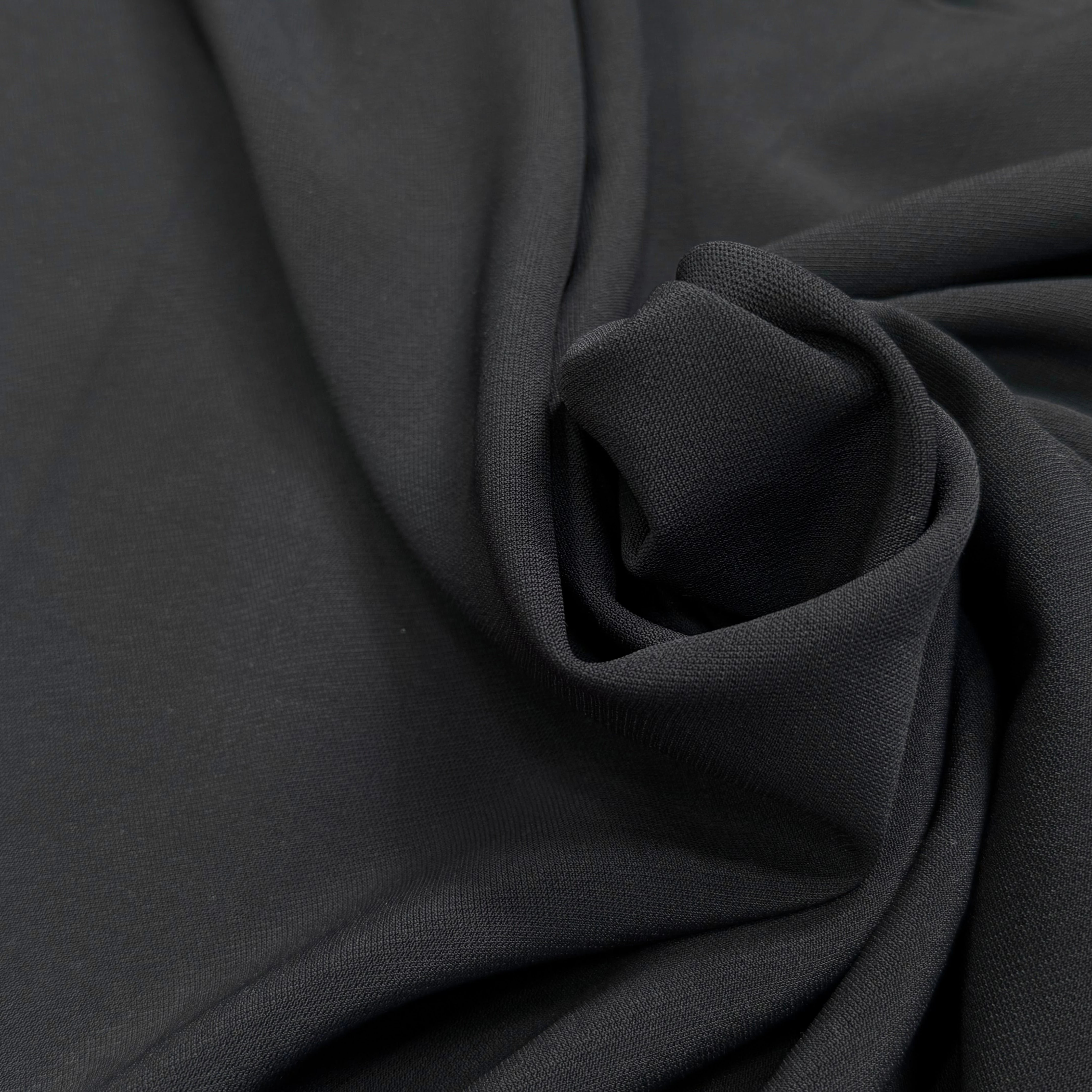 CREPE ACETATE VISCOSE SÉMI-LOURD LÉGÈREMENT SERGÉ NOIR - My Little Coupon