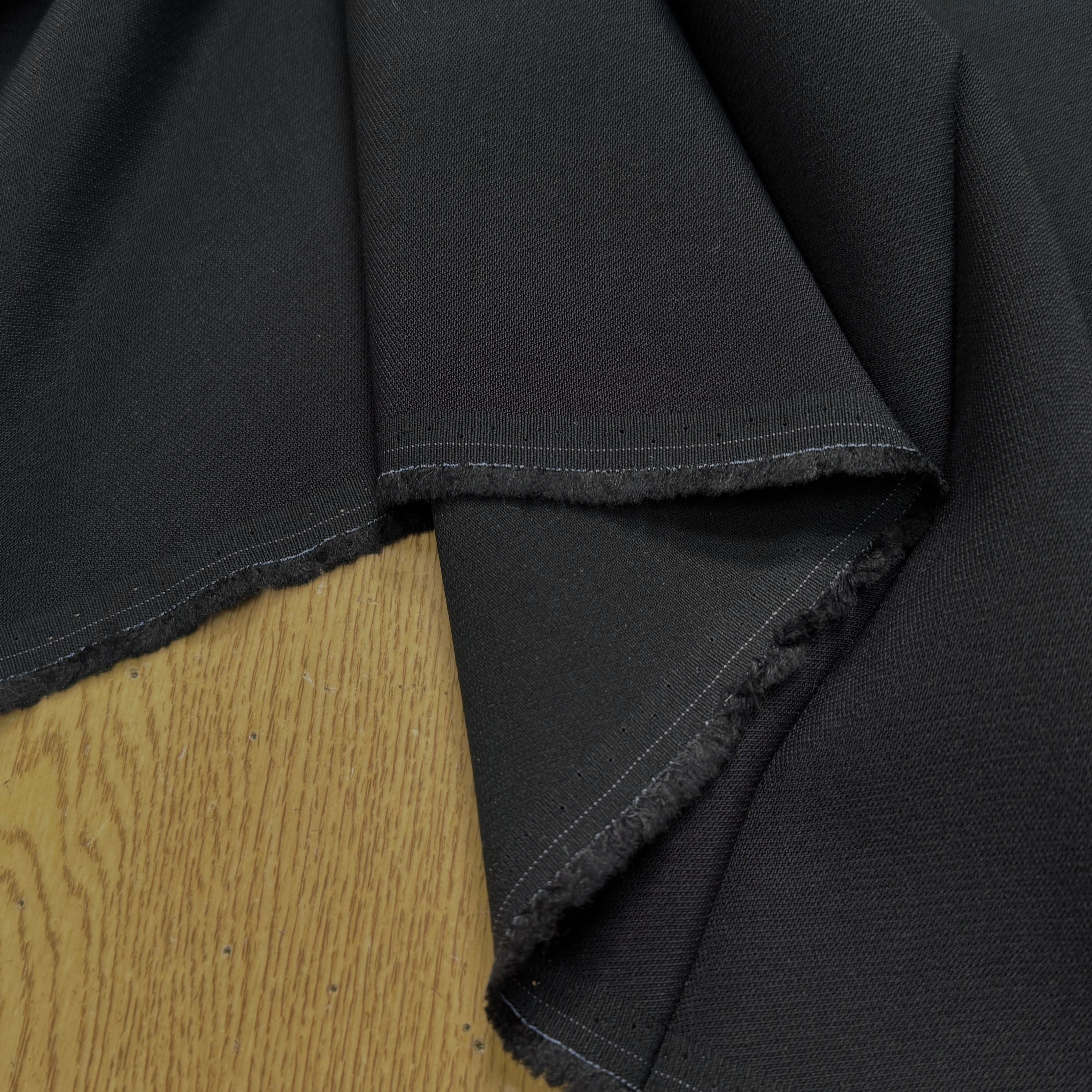 CREPE ACETATE VISCOSE SÉMI-LOURD LÉGÈREMENT SERGÉ NOIR - My Little Coupon