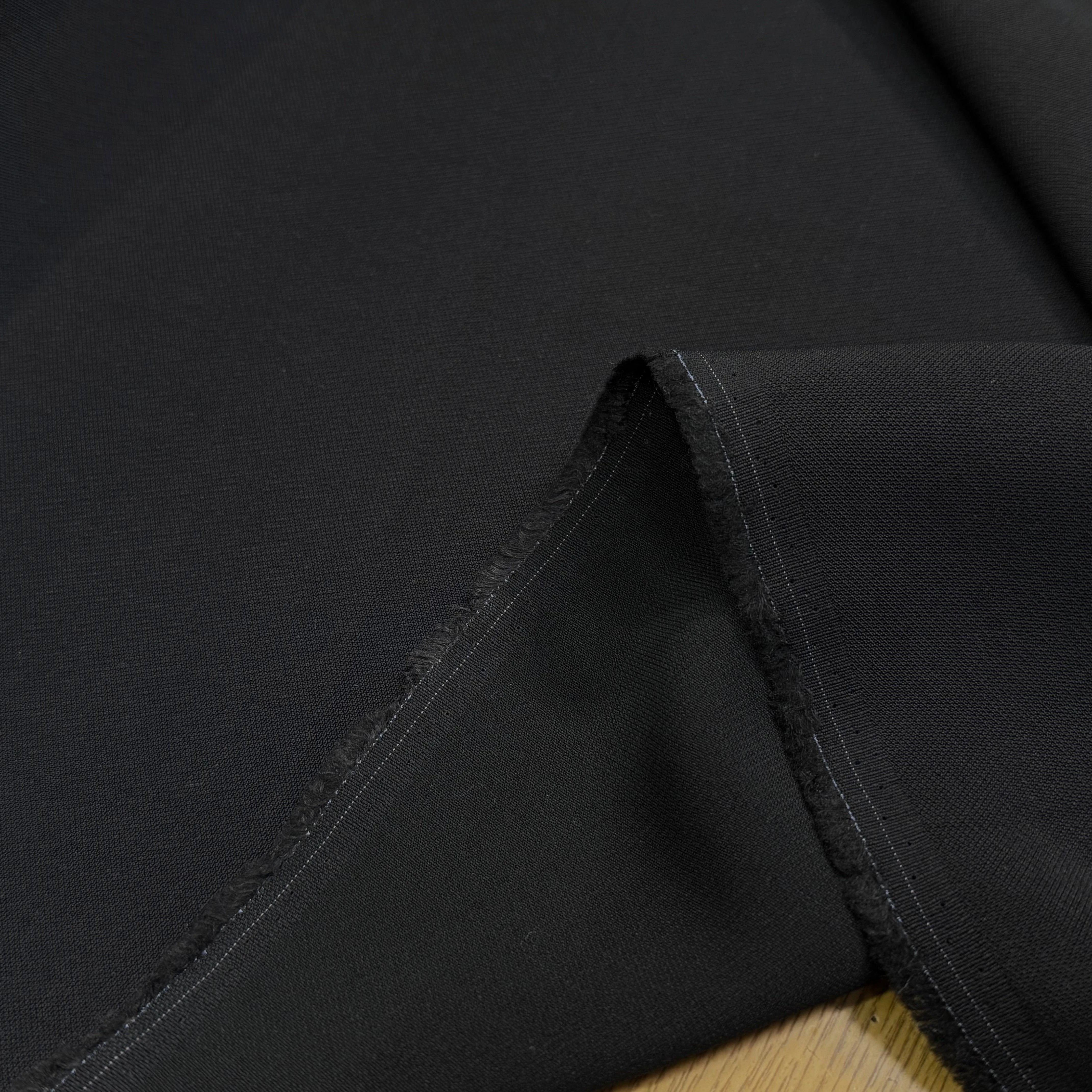 CREPE ACETATE VISCOSE SÉMI-LOURD LÉGÈREMENT SERGÉ NOIR - My Little Coupon