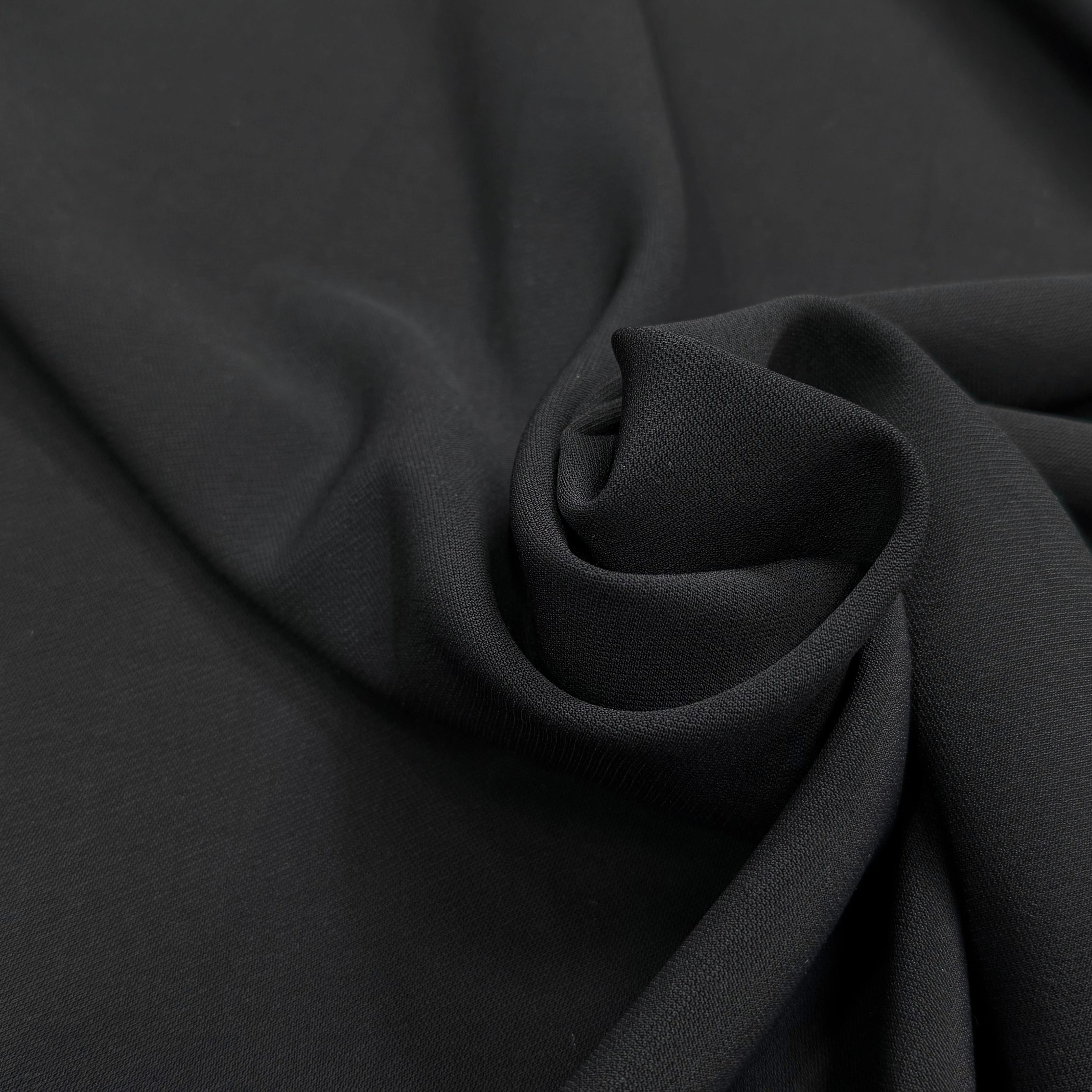 CREPE ACETATE VISCOSE SÉMI-LOURD LÉGÈREMENT SERGÉ NOIR - My Little Coupon