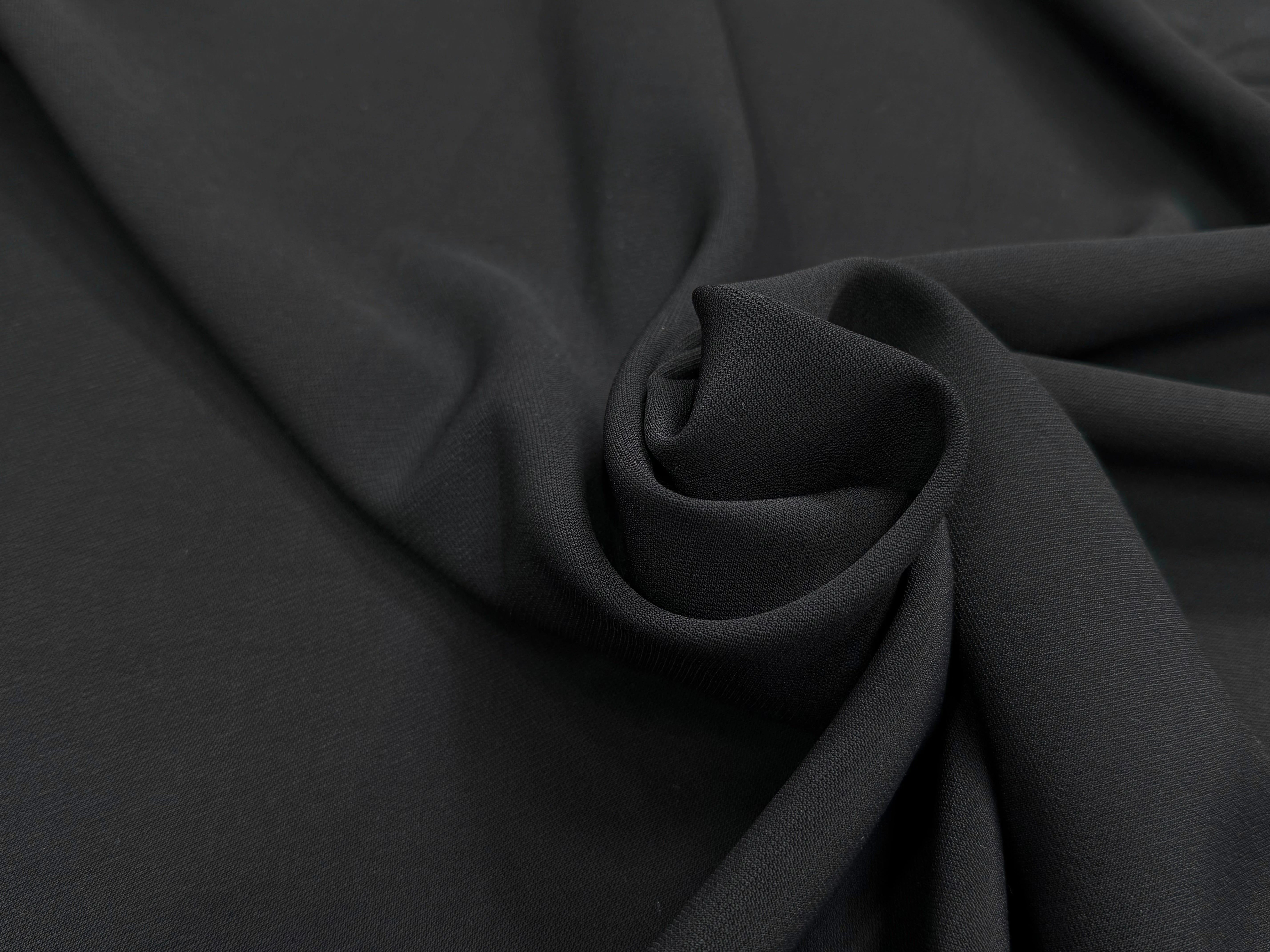 CREPE ACETATE VISCOSE SÉMI-LOURD LÉGÈREMENT SERGÉ NOIR - My Little Coupon