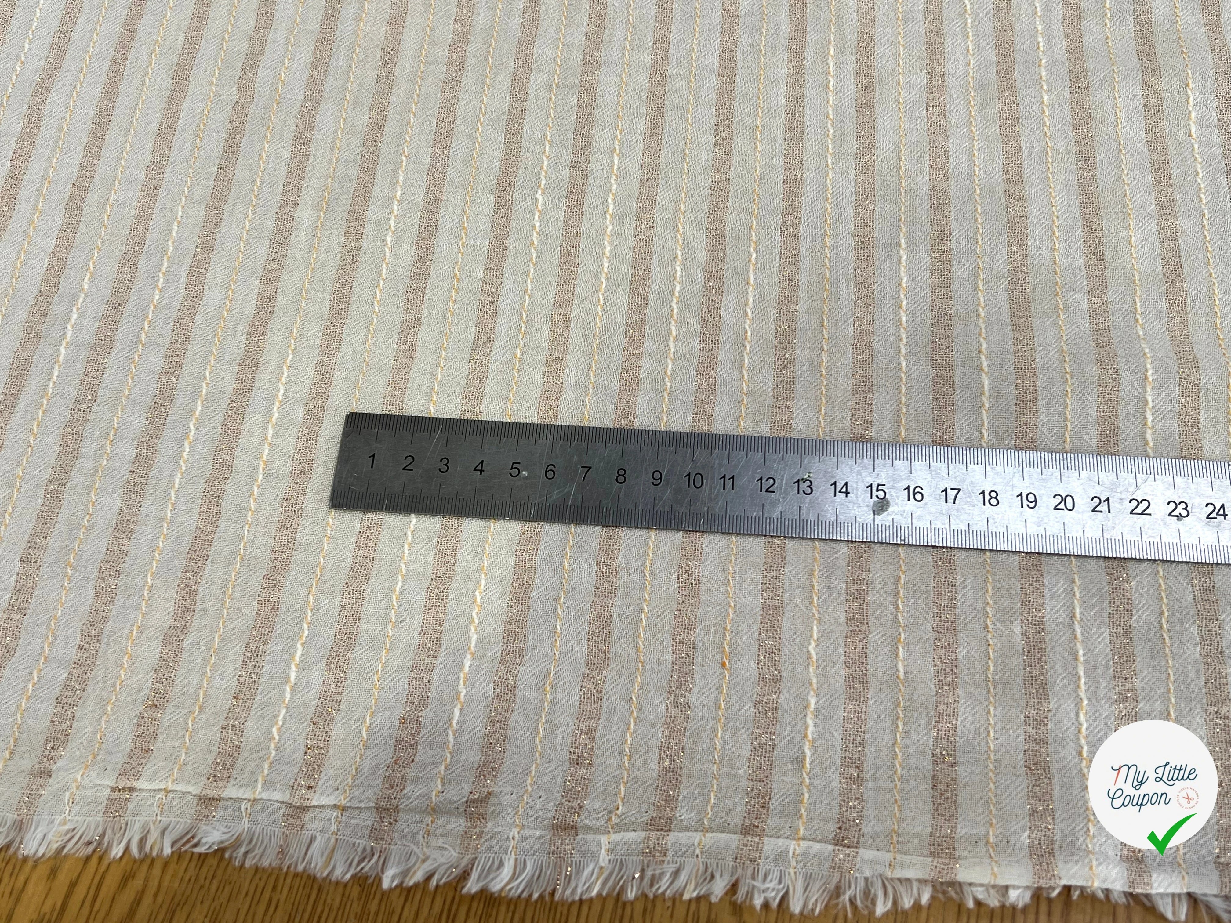 CREPE COTON FLUIDE RAYURES MÉTALISÉES ET TISSÉES AVEC FILS ÉCRU - My Little Coupon