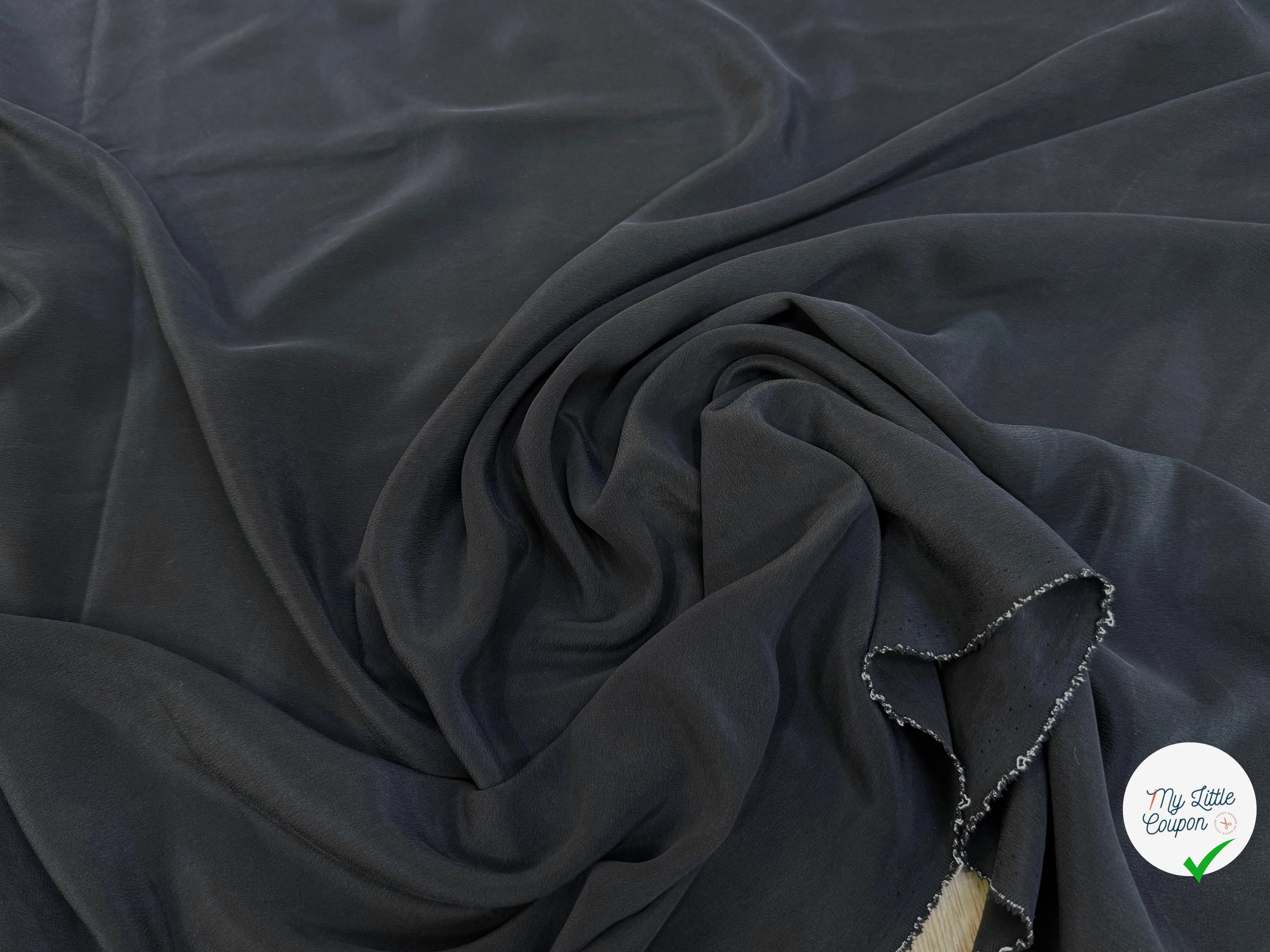 CREPE DE CHINE 100% SOIE NOIR ANTHRACITE FLUIDE - My Little Coupon