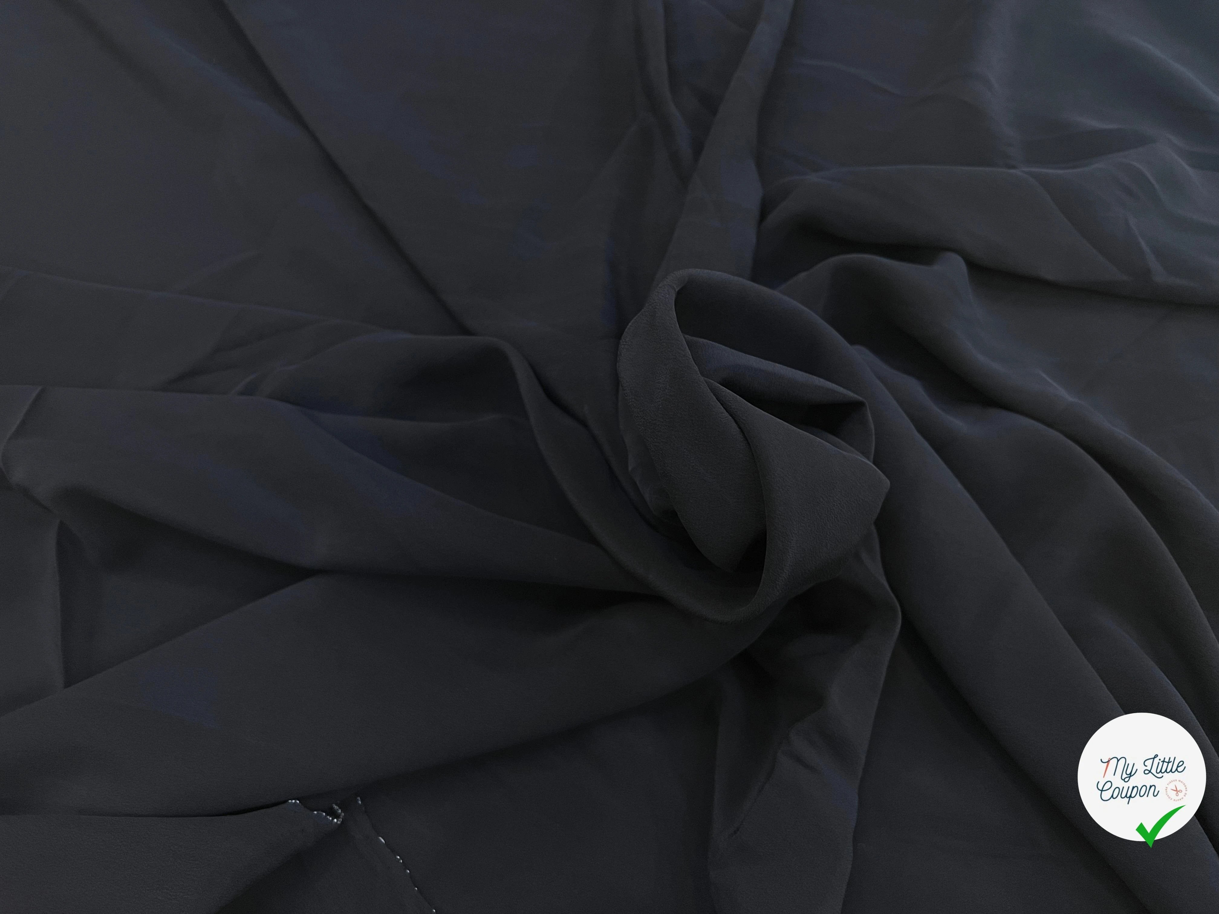 CREPE DE CHINE 100% SOIE NOIR ITALIA - My Little Coupon