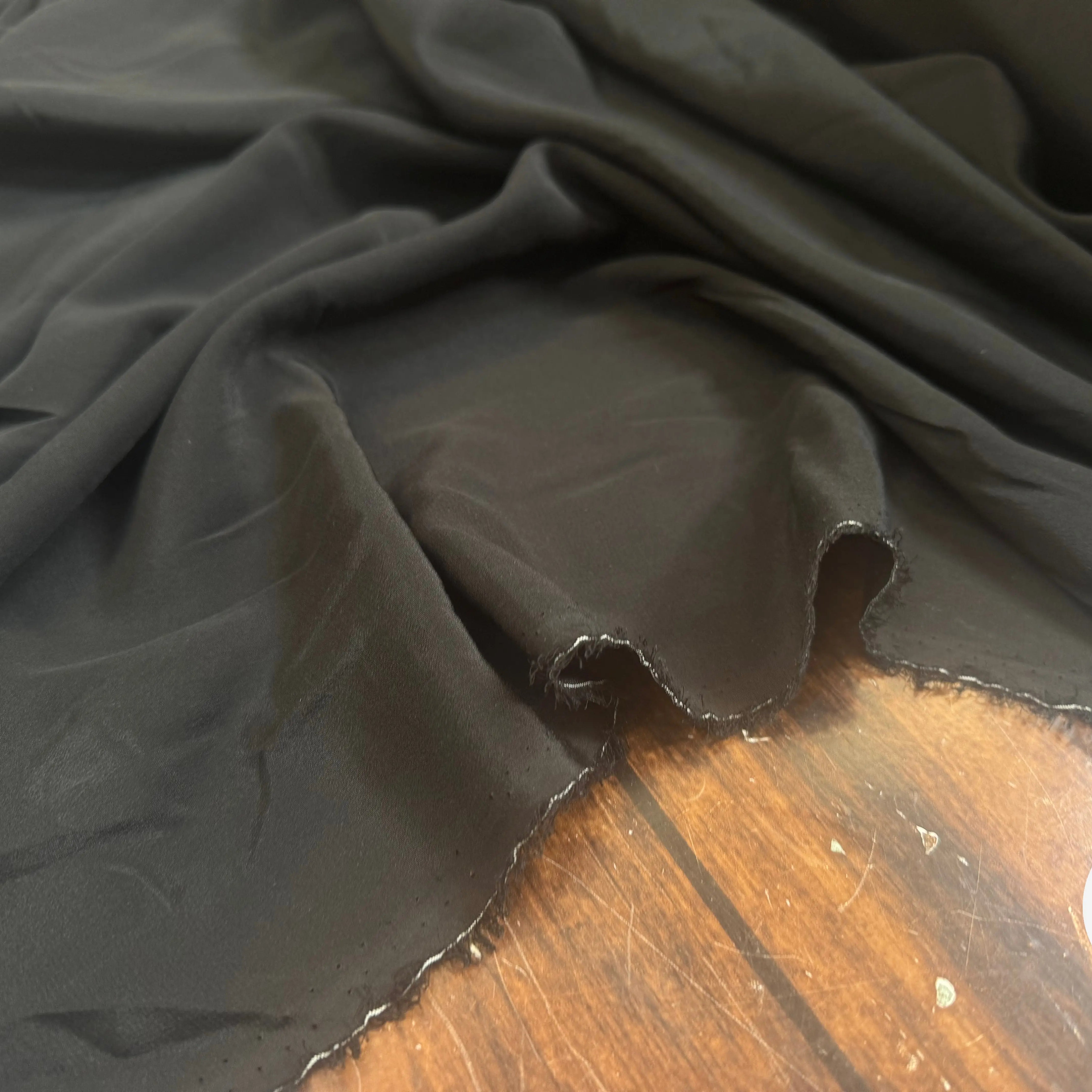 CREPE DE CHINE 100% SOIE UNI NOIR - My Little Coupon