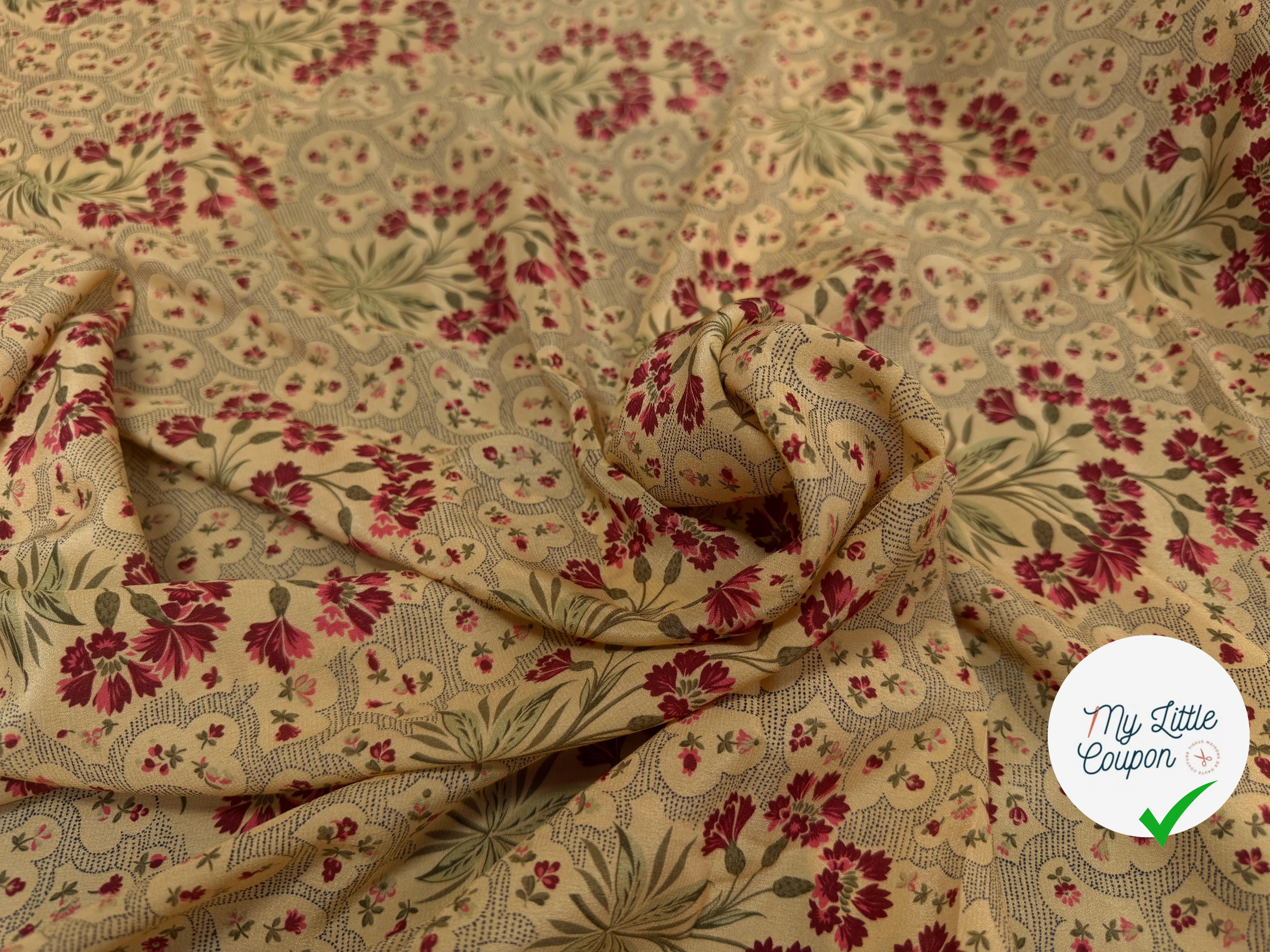 CREPE DE CHINE BOUQUET DE TOSCANE 100%SOIE - My Little Coupon