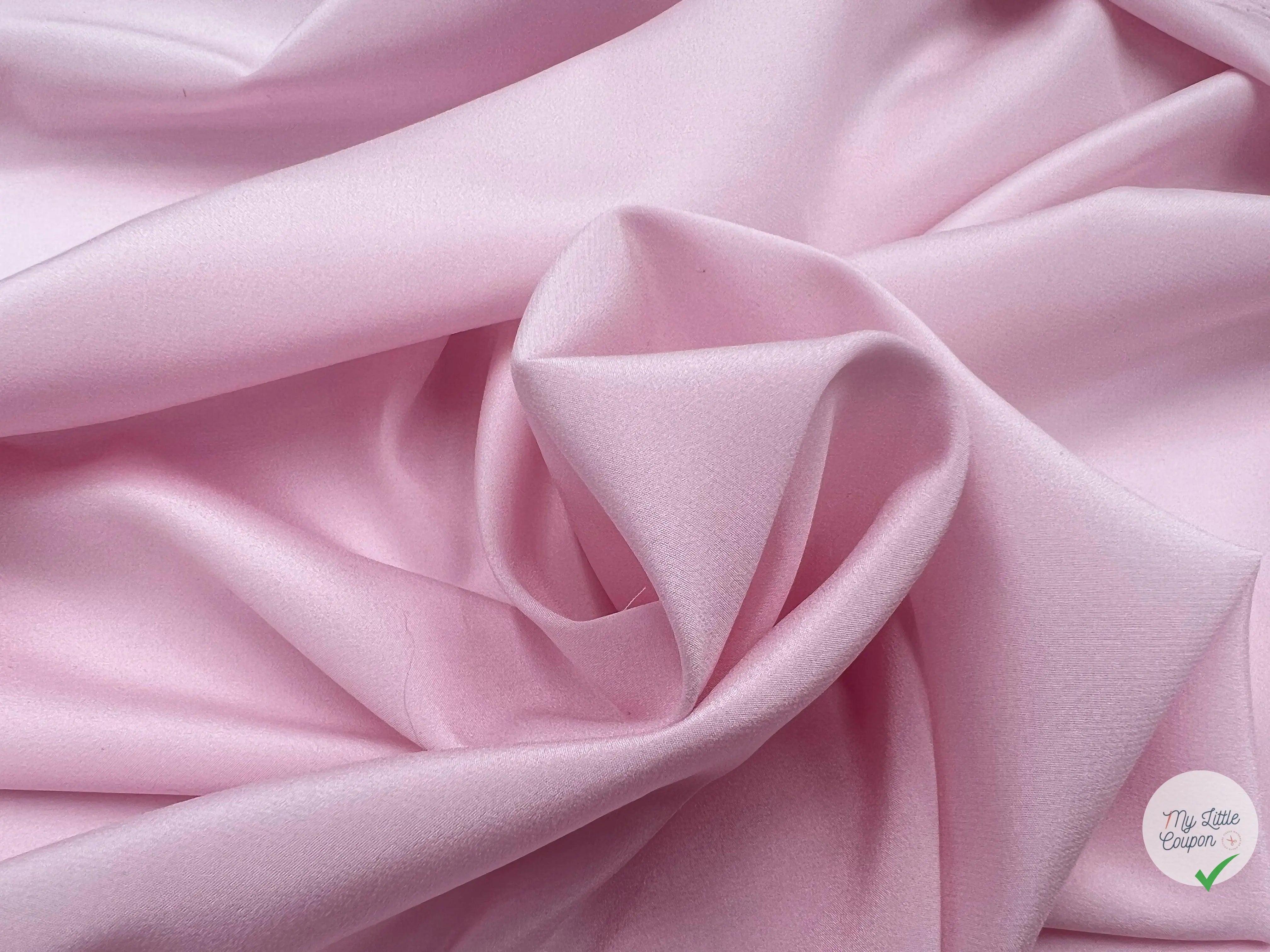 CRÊPE DE CHINE LÉGER STRETCH ROSE LAYETTE - My Little Coupon - tissu - coudre