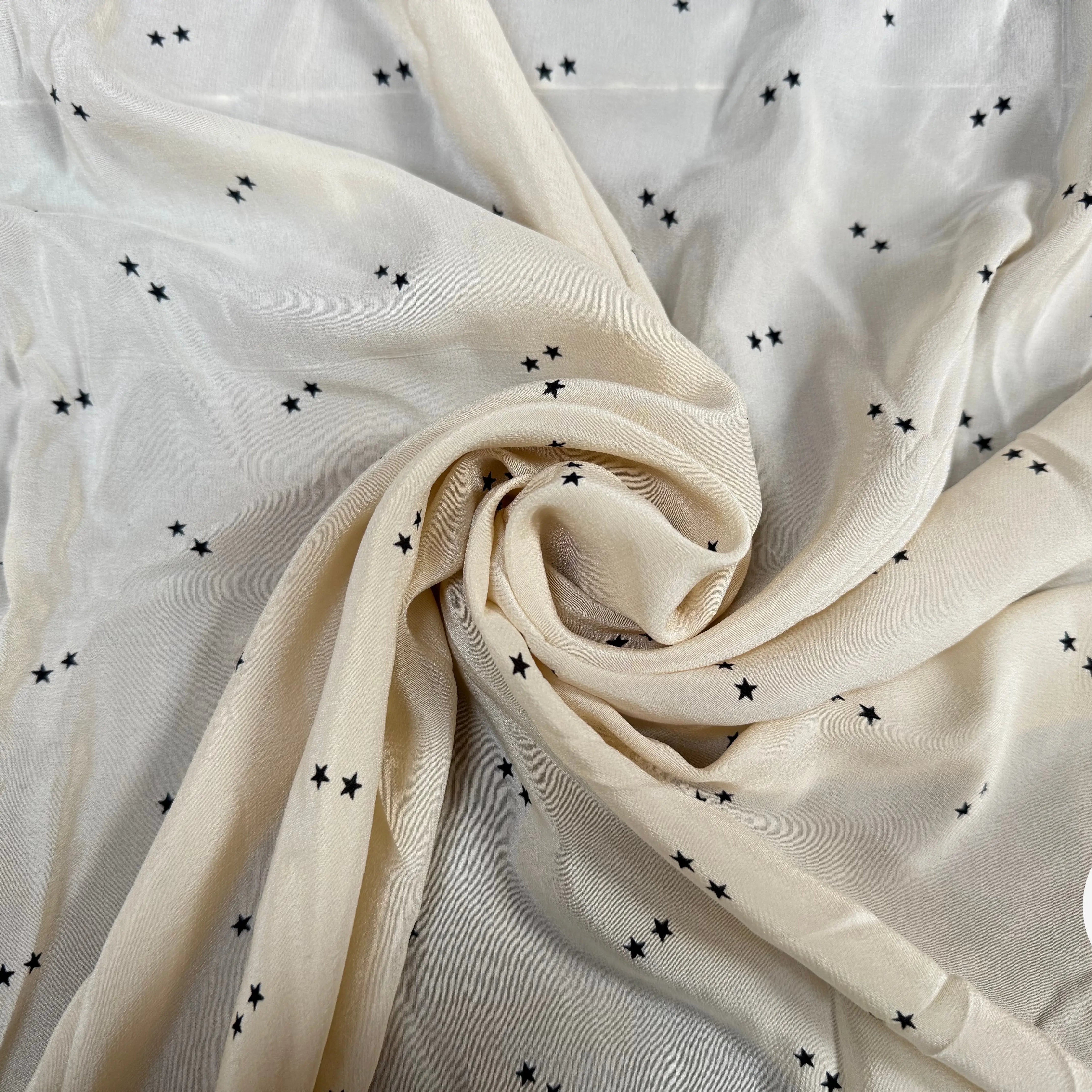 CRÊPE DE CHINE SOIE ÉTOILÉ FOND CRÈME - My Little Coupon