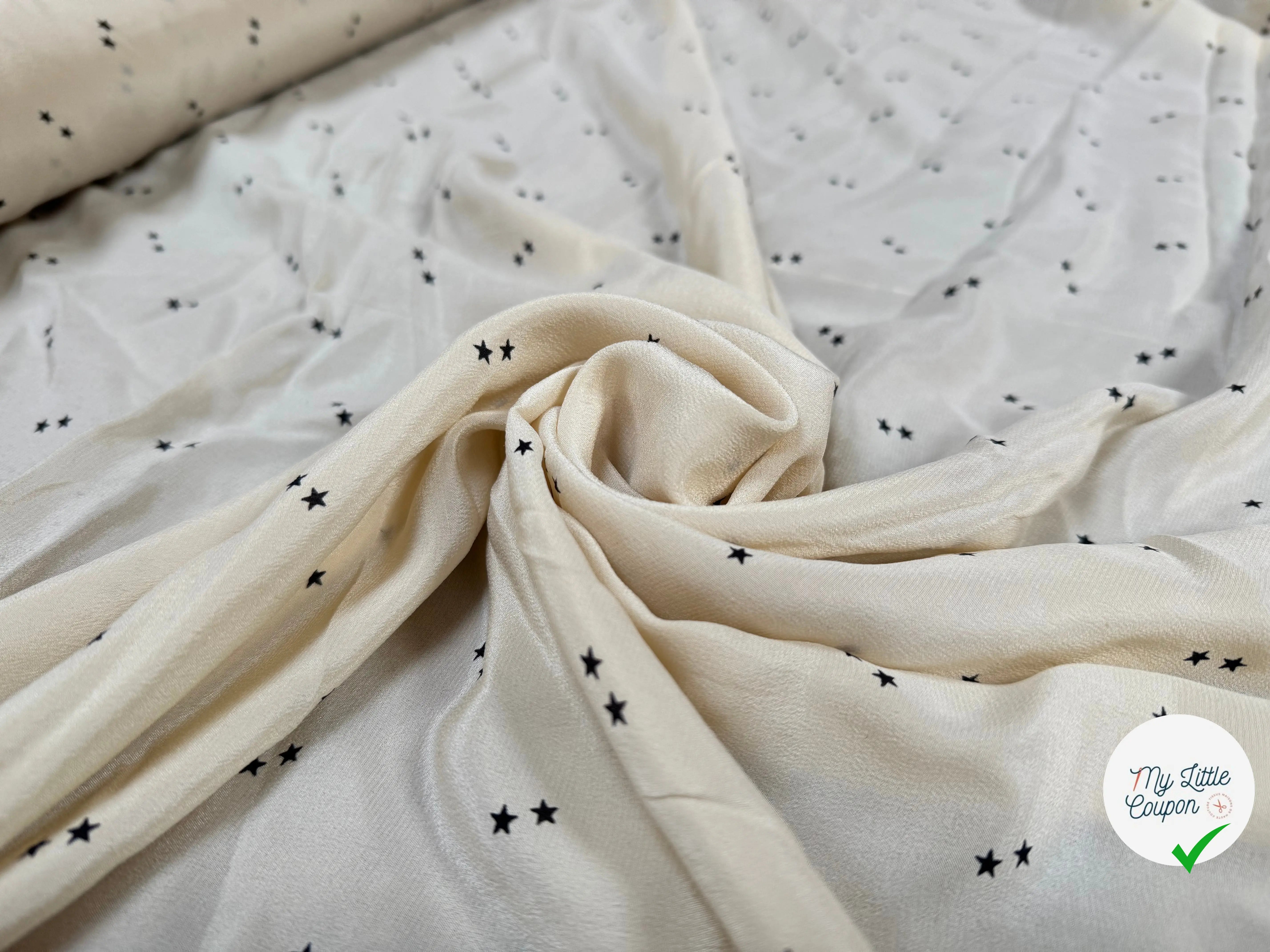 CRÊPE DE CHINE SOIE ÉTOILÉ FOND CRÈME - My Little Coupon