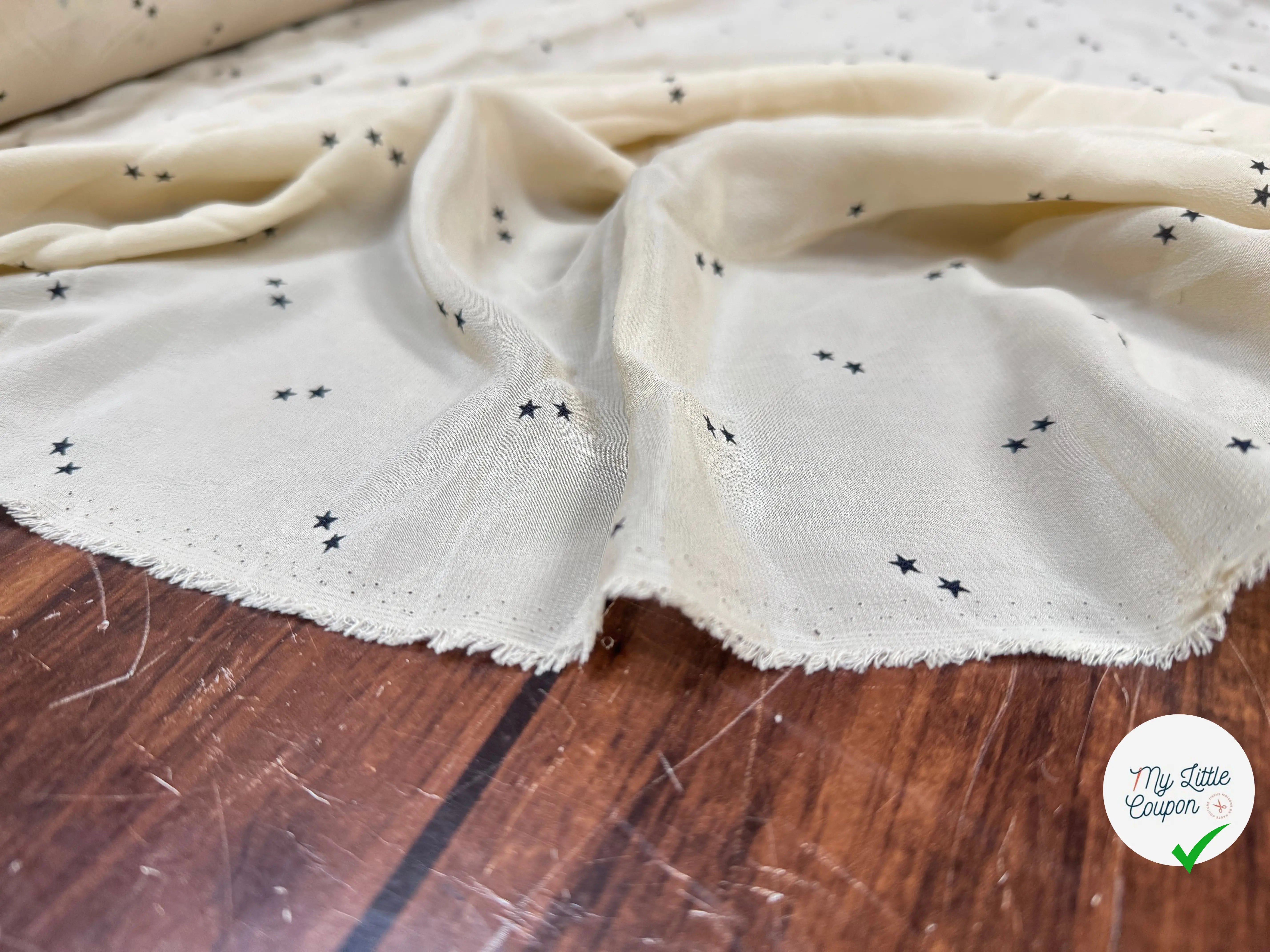 CRÊPE DE CHINE SOIE ÉTOILÉ FOND CRÈME - My Little Coupon