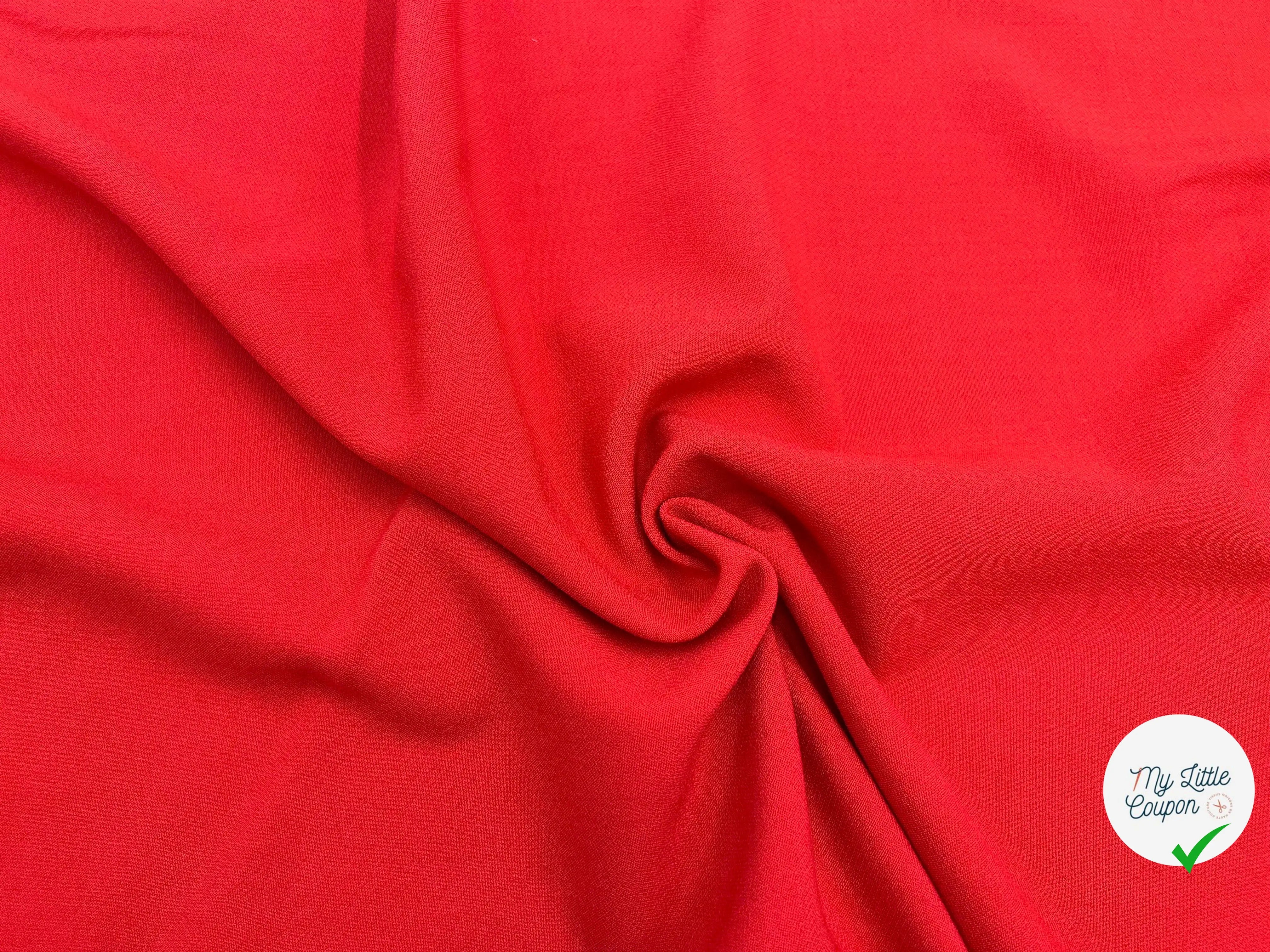 CRĂPE DE LAINE VISCOSE STRETCH ROUGE VERMILLON - My Little Coupon - tissu - coudre