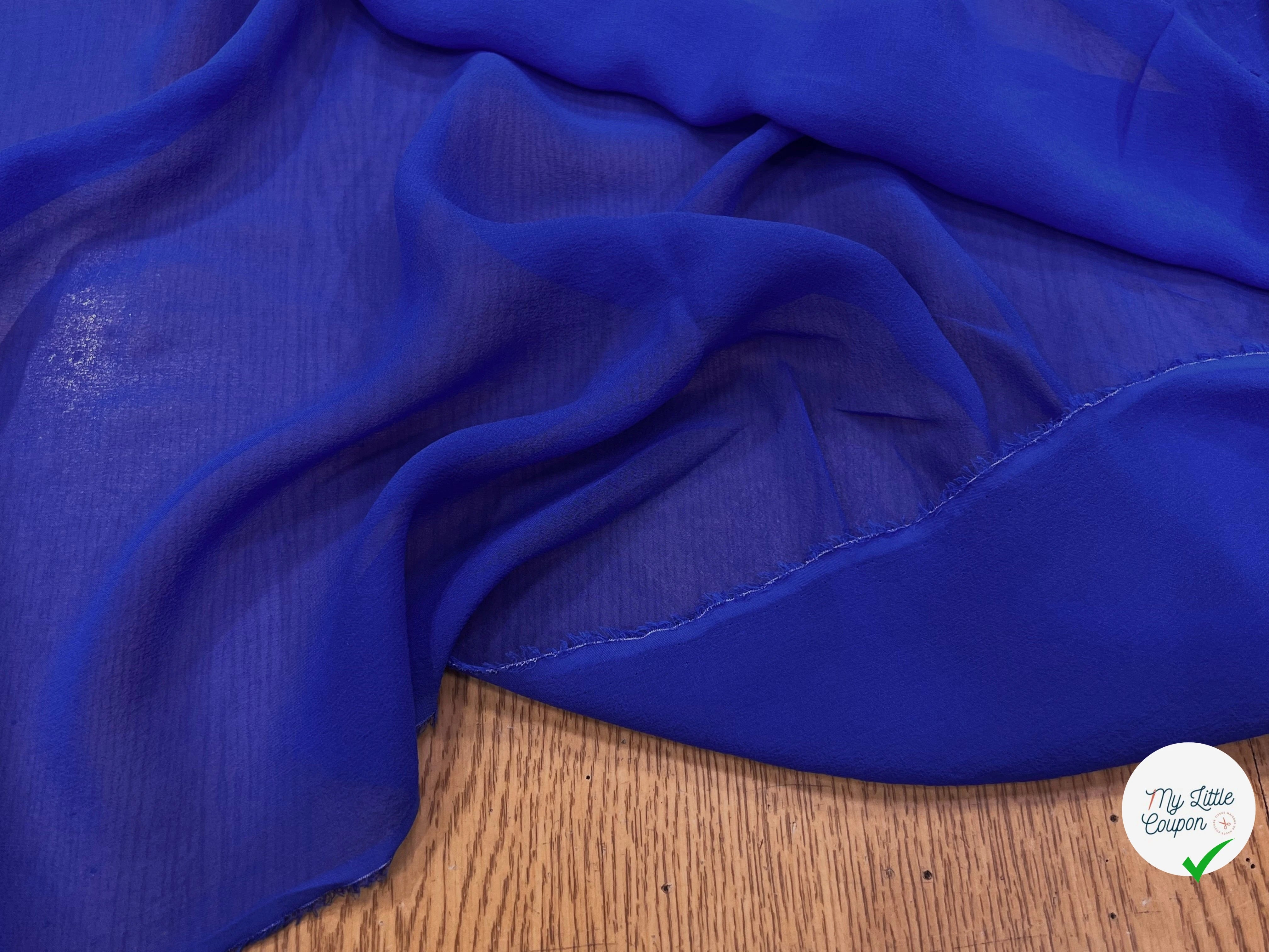 CREPE DE SOIE BLEU SAPHIR 100% SOIE - My Little Coupon