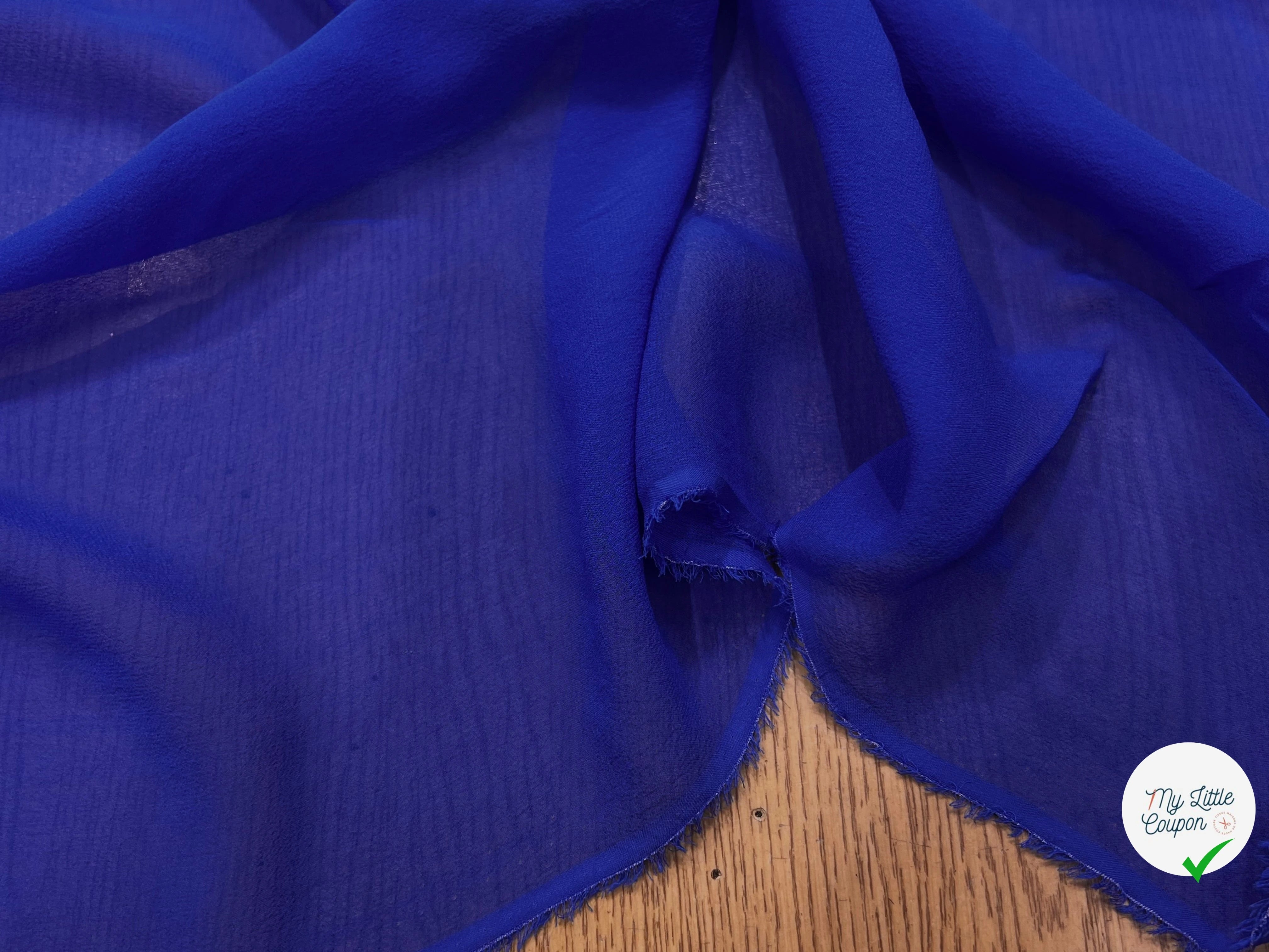 CREPE DE SOIE BLEU SAPHIR 100% SOIE - My Little Coupon