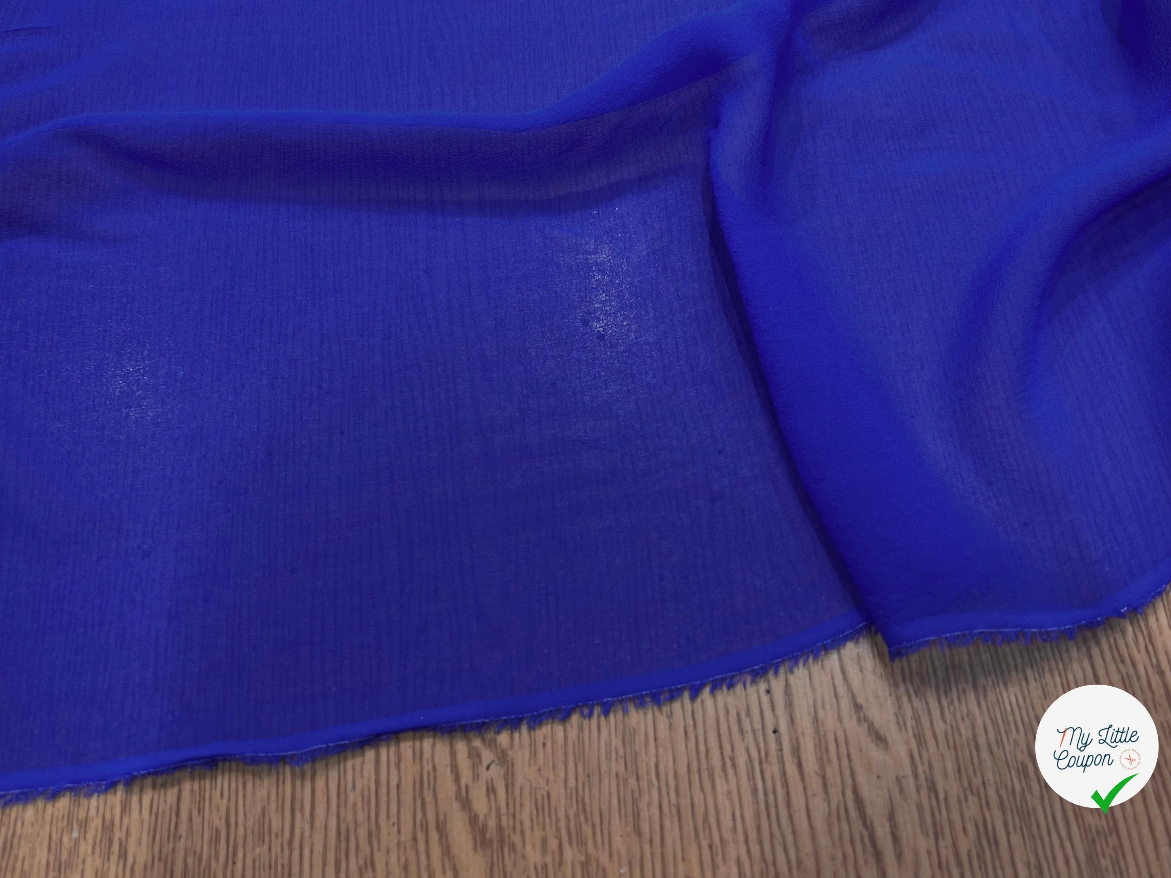 CREPE DE SOIE BLEU SAPHIR 100% SOIE - My Little Coupon