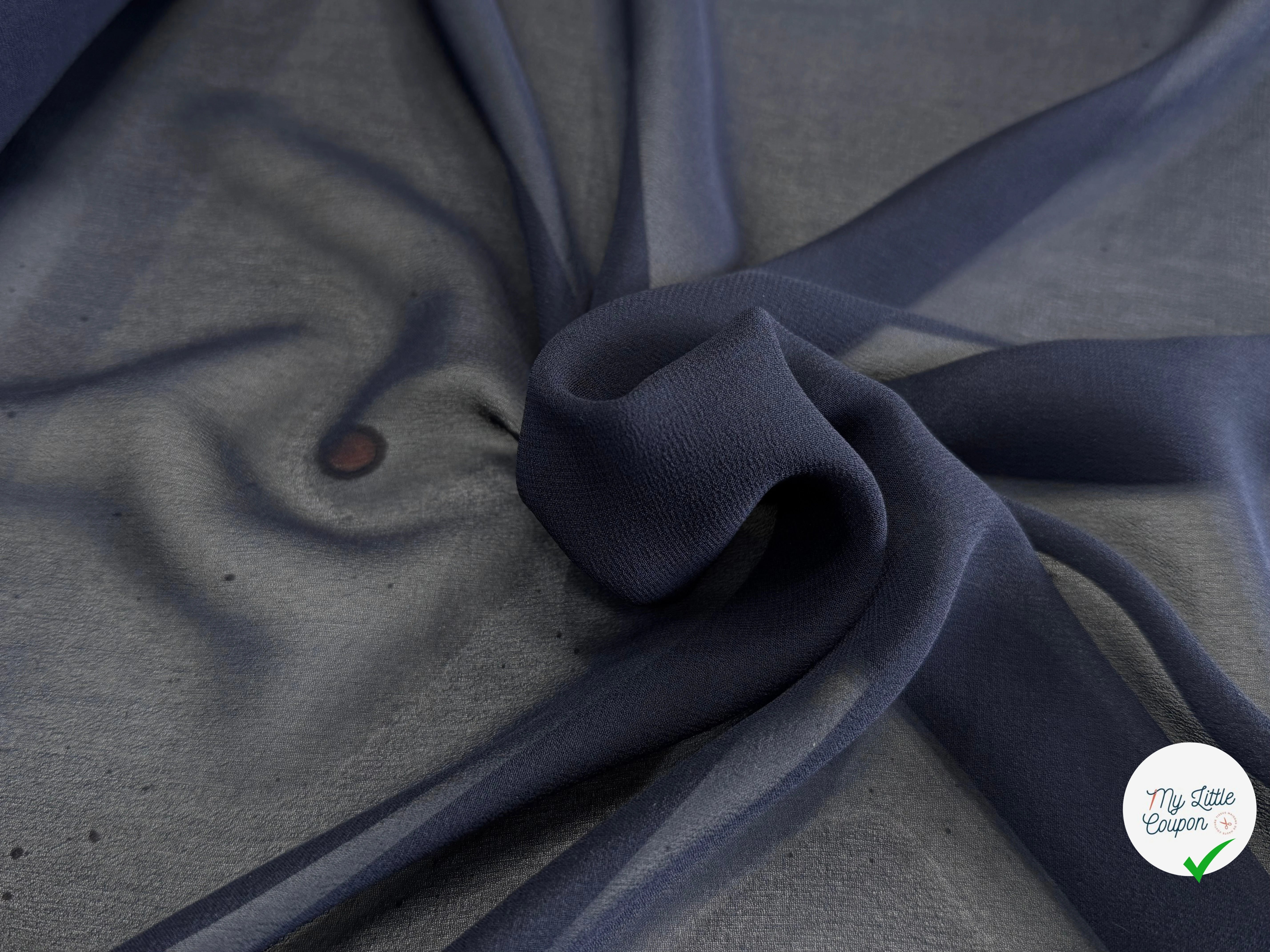 CREPE DE SOIE DOUBLE GEORGETTE FLUIDE BLEU NUIT - My Little Coupon
