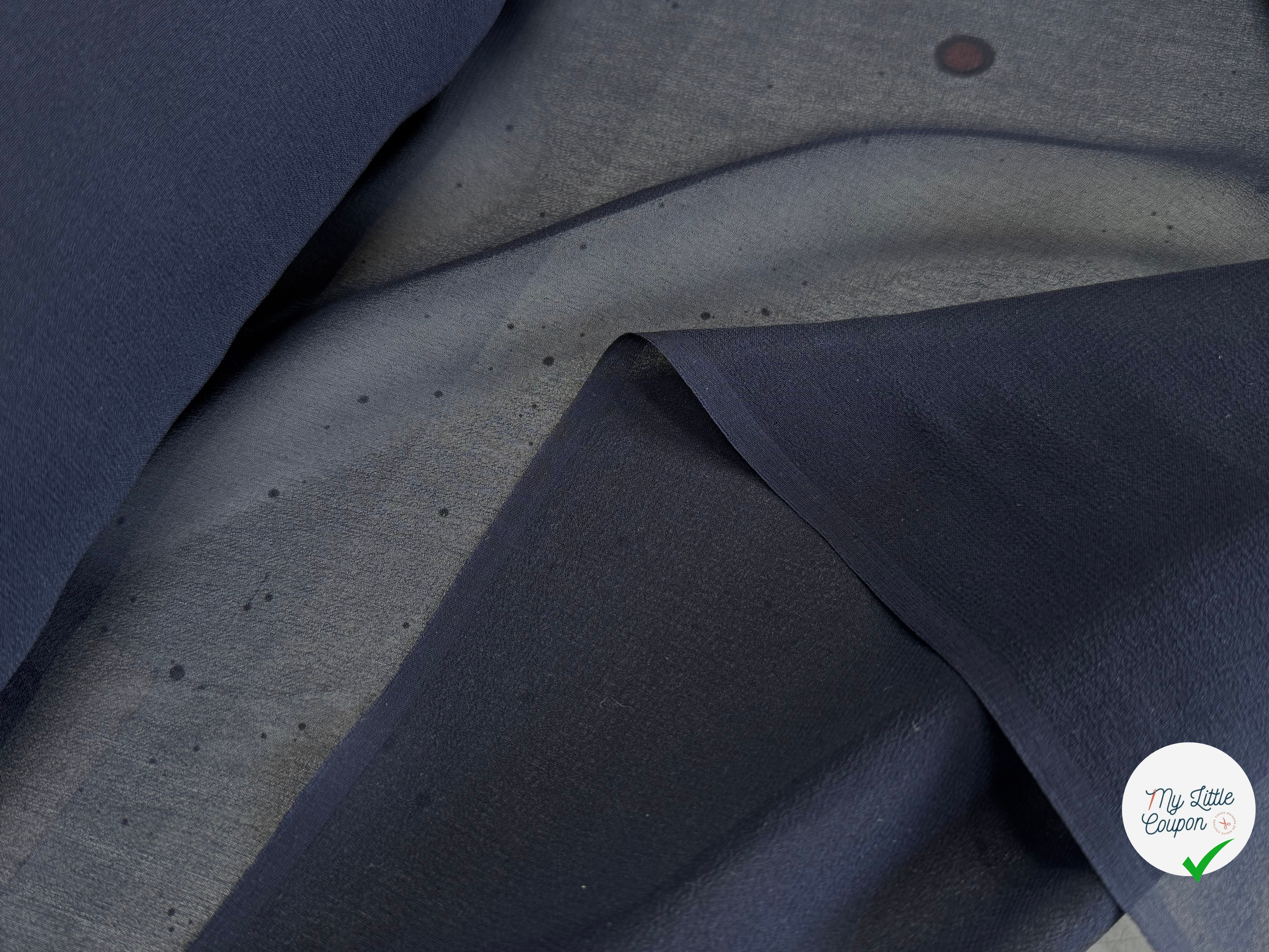CREPE DE SOIE DOUBLE GEORGETTE FLUIDE BLEU NUIT - My Little Coupon