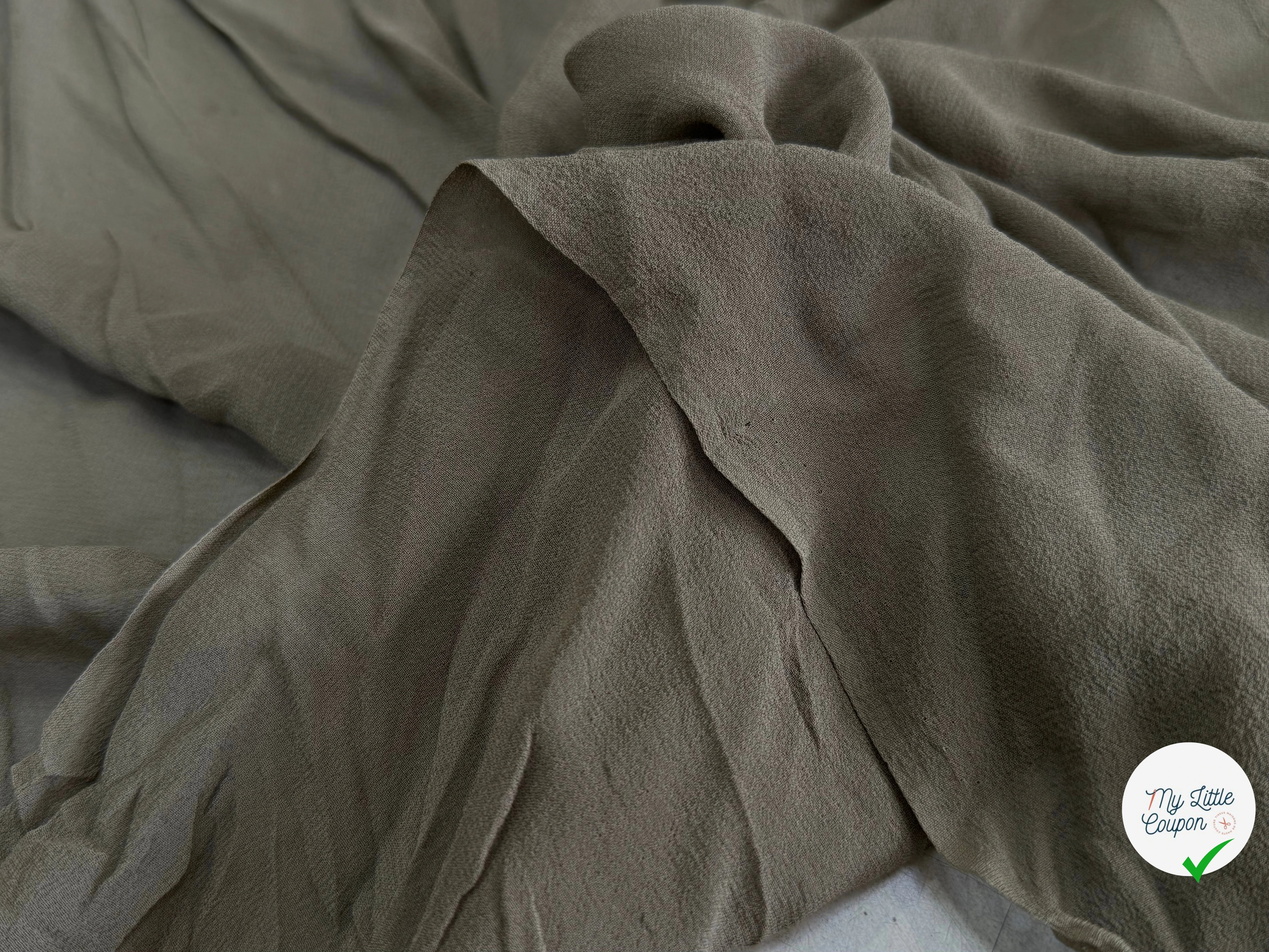 CREPE DE SOIE DOUBLE GEORGETTE FLUIDE KAKI - My Little Coupon