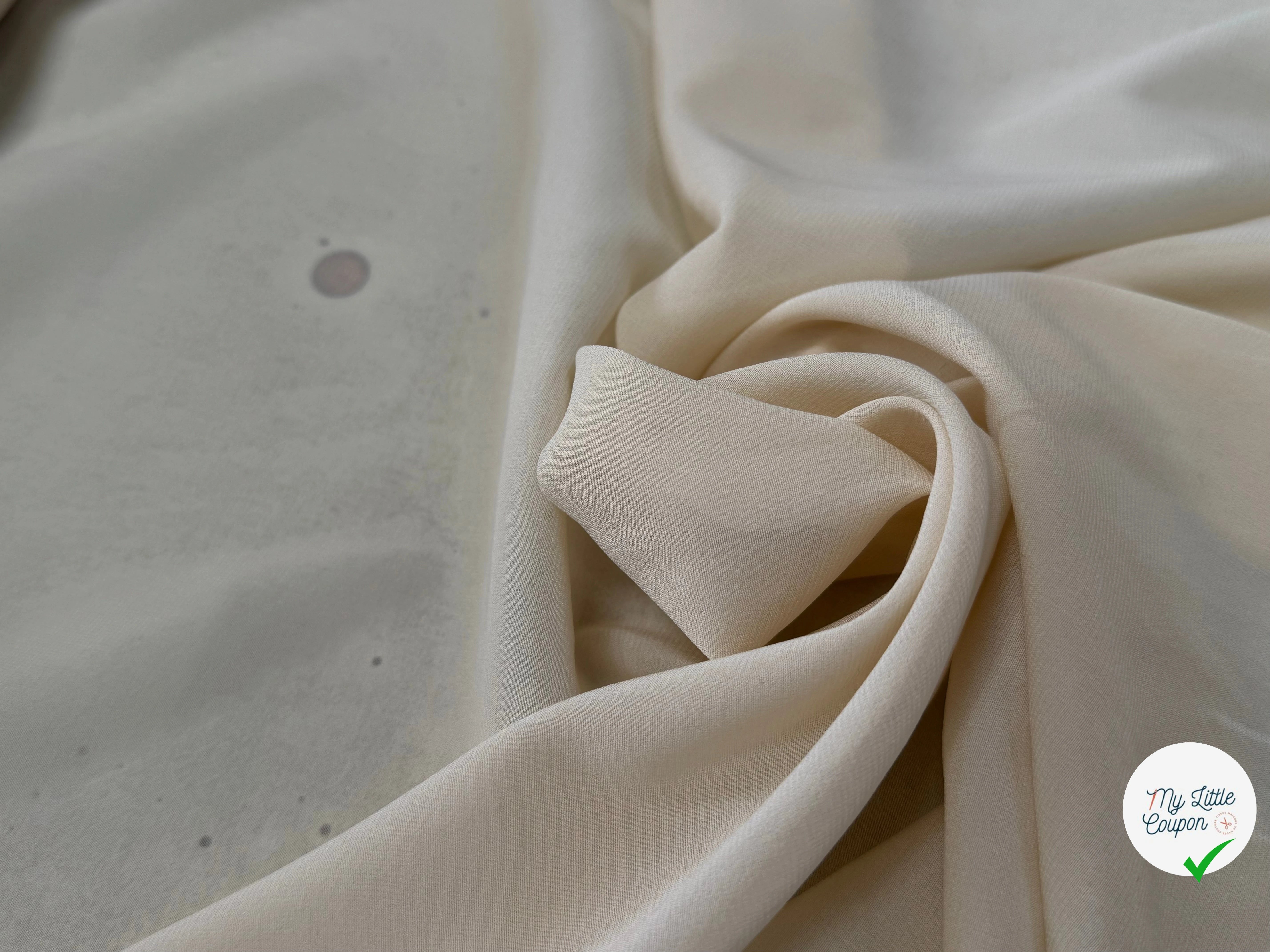 CREPE DE SOIE DOUBLE GEORGETTE LAIZE 100 STRETCH BEIGE VANILLÉ - My Little Coupon